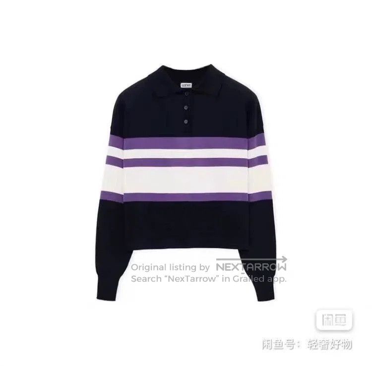 Loewe LOEWE Long Sleeve Polo Shirt with Color Block Striped Desi Size US M / EU 48-50 / 2 - 1 Thumbnail