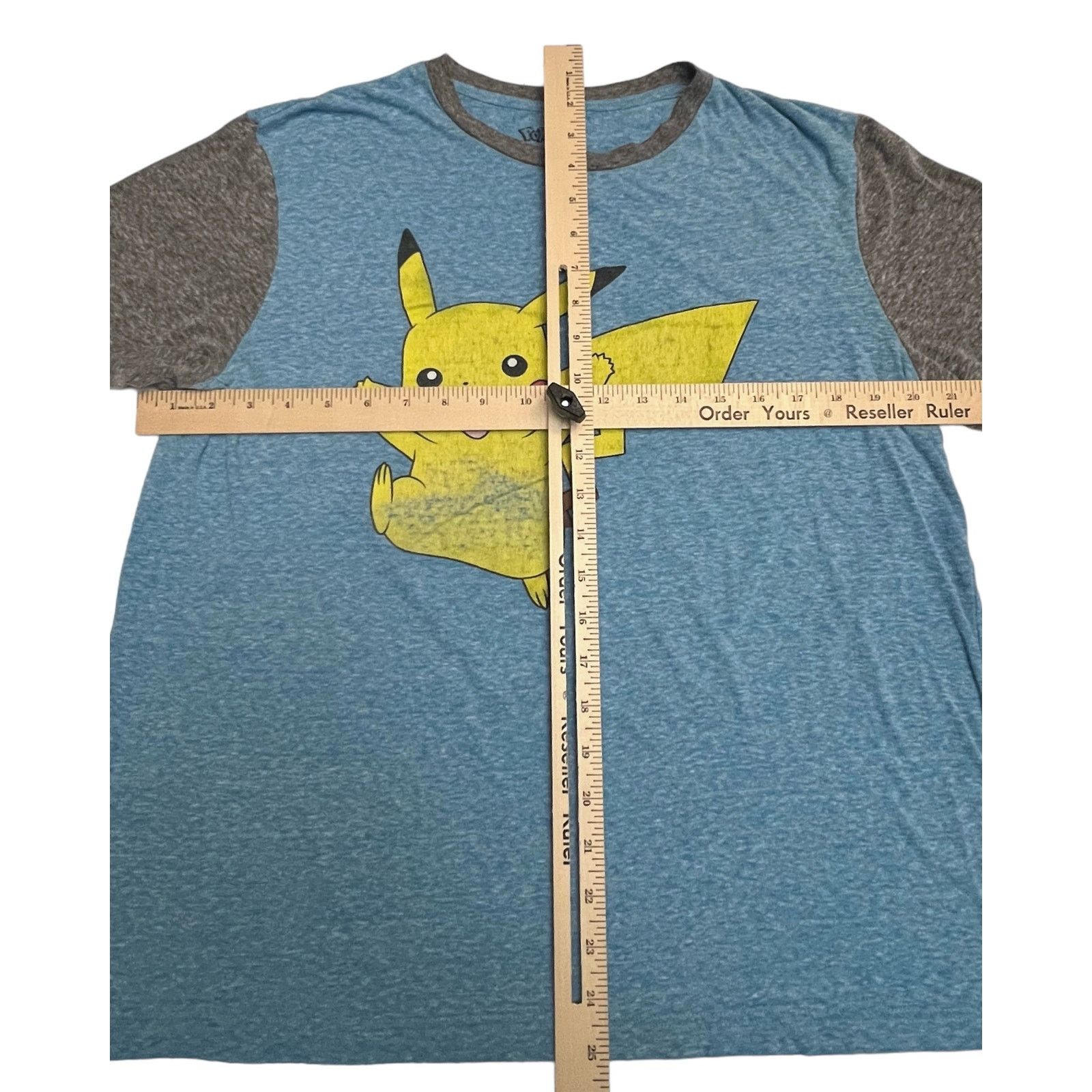 Pokemon Pokémon Pikachu T-Shirt Adult Large Blue Ringer Tee Nintendo Size US L / EU 52-54 / 3 - 6 Thumbnail