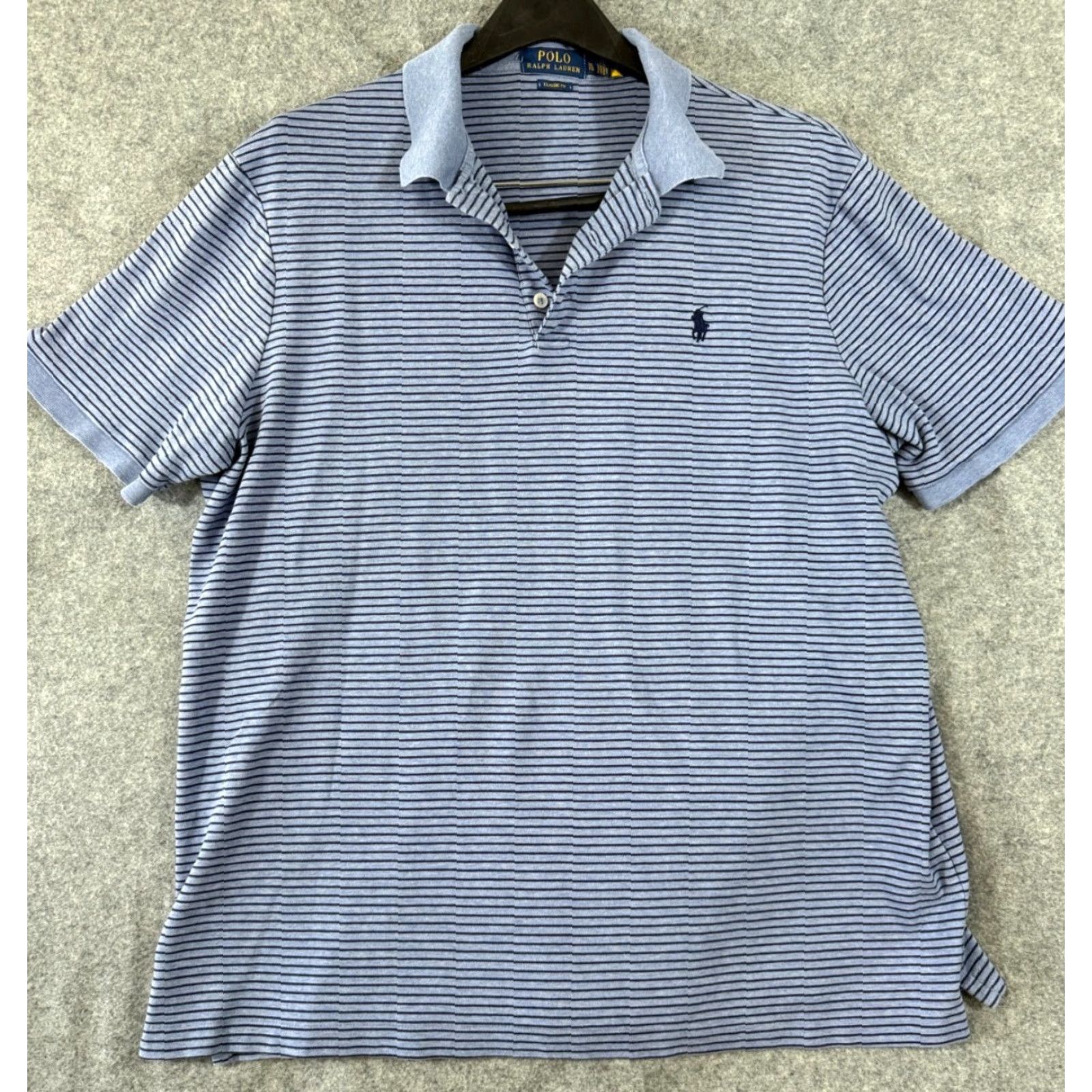 Polo Ralph Lauren VINTAGE Polo Ralph Lauren Polo Shirt Mens XL Blue Striped Classic Fit Sports Performance Short Sleeve Logo Size US XL / EU 56 / 4 - 2 Thumbnail