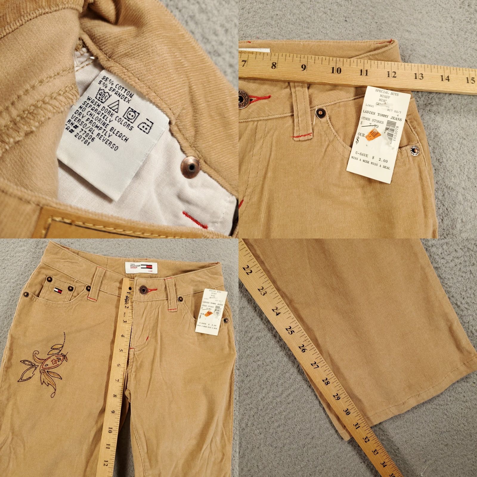 Tommy Hilfiger VINTAGE Tommy Hilfiger Corduroy Pants Womens Juniors 1 Tan Bootcut 90s Bohemian Size 25" / US 0 / IT 36 - 8 Thumbnail