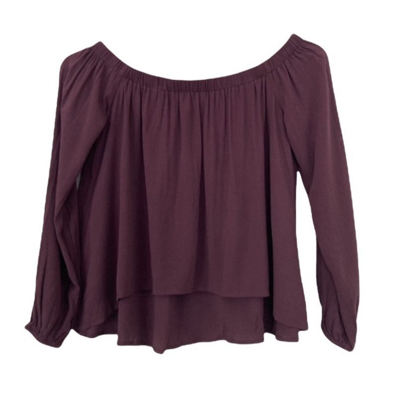 Other Tobi Maroon Off The Shoulder Long Sleeve Shirt Sz XS Size XS / US 0-2 / IT 36-38 - 2 Thumbnail