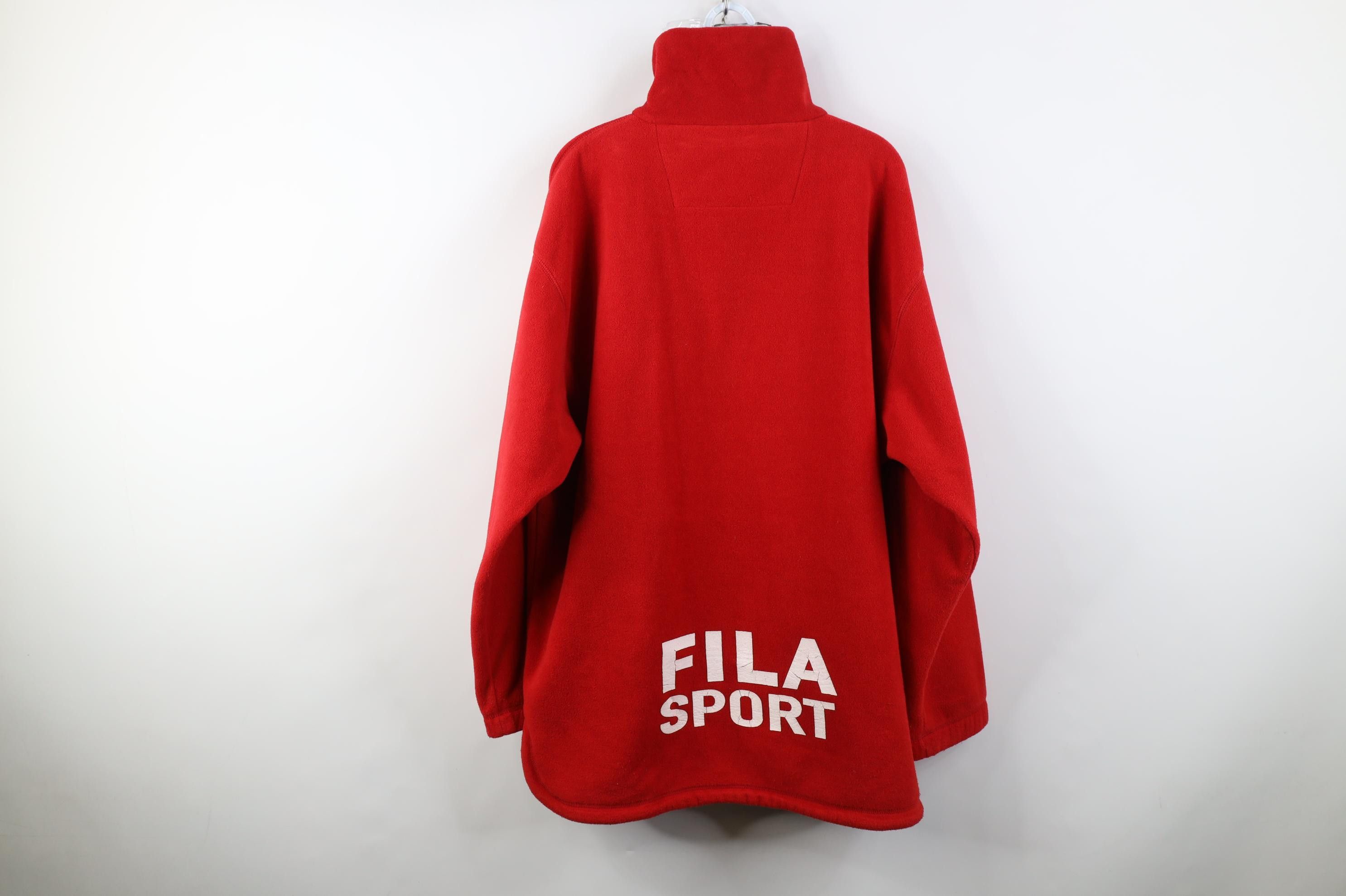 Fila Vintage 90s Fila Sport 1/4 Zip Fleece Pullover Sweater Red Size US XL / EU 56 / 4 - 12 Thumbnail