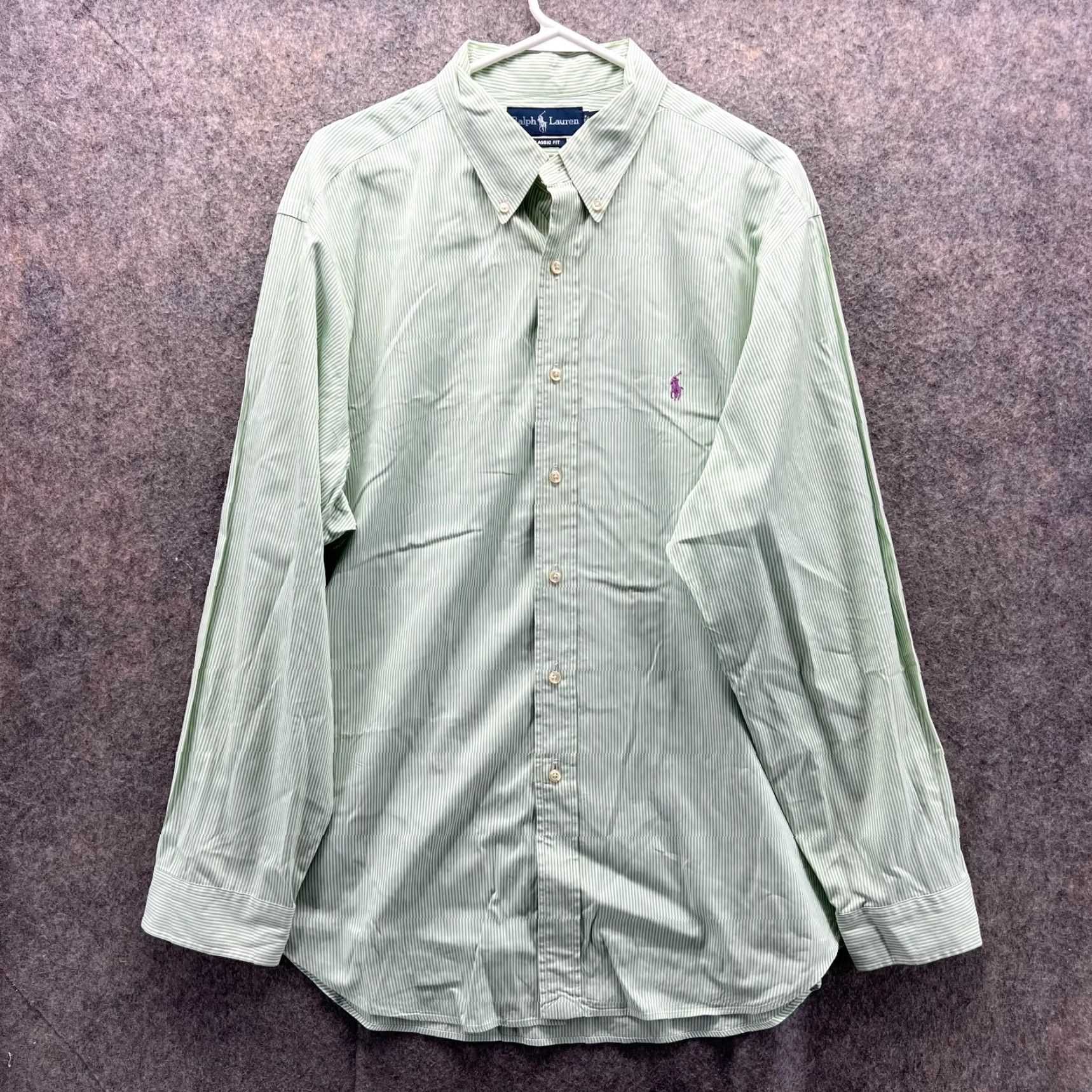 Ralph Lauren Ralph Lauren Shirt Men 17.5 34/35 Green Striped Button-Down Polo Casual Preppy Vintage Size US XXL / EU 58 / 5 - 2 Thumbnail