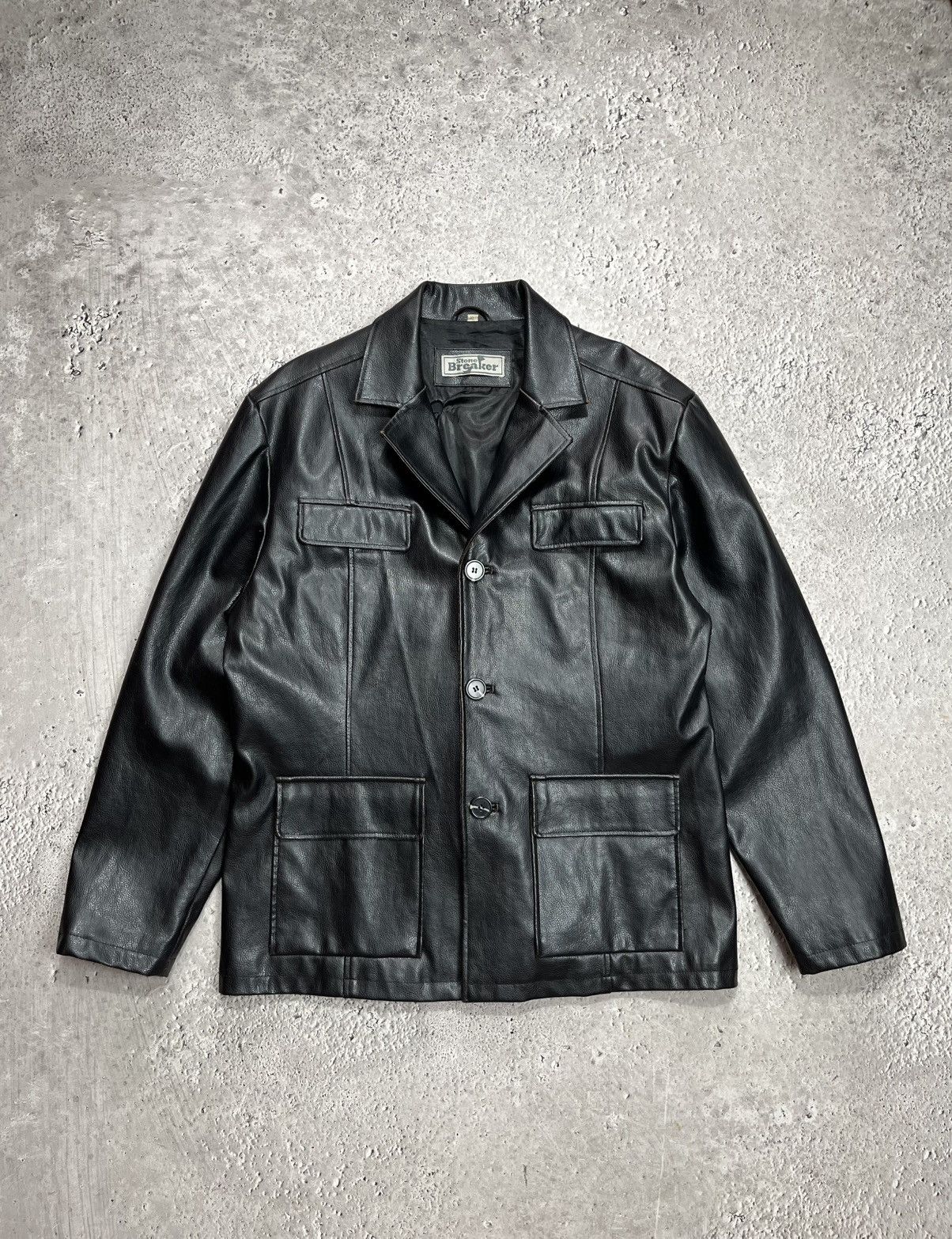 Other Vintage Black Faux Leather Jacket XL Button Up 90s Size US XL / EU 56 / 4 - 1 Thumbnail