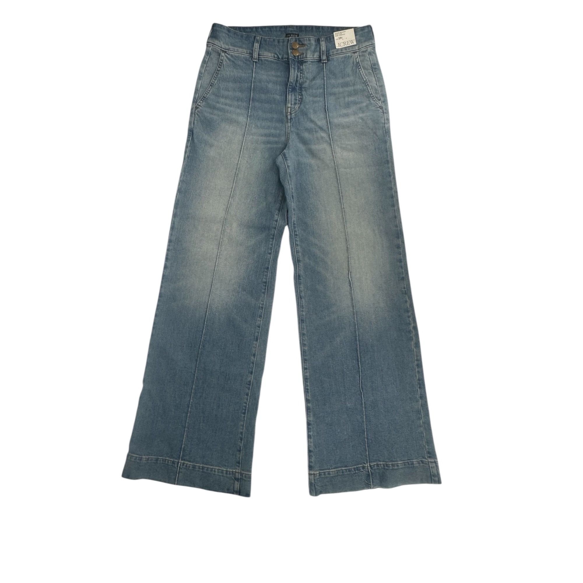 J.Crew J. Crew Women High Rise Denim Trouser Jeans 29T Tall Wide Le Size 29" - 5 Thumbnail