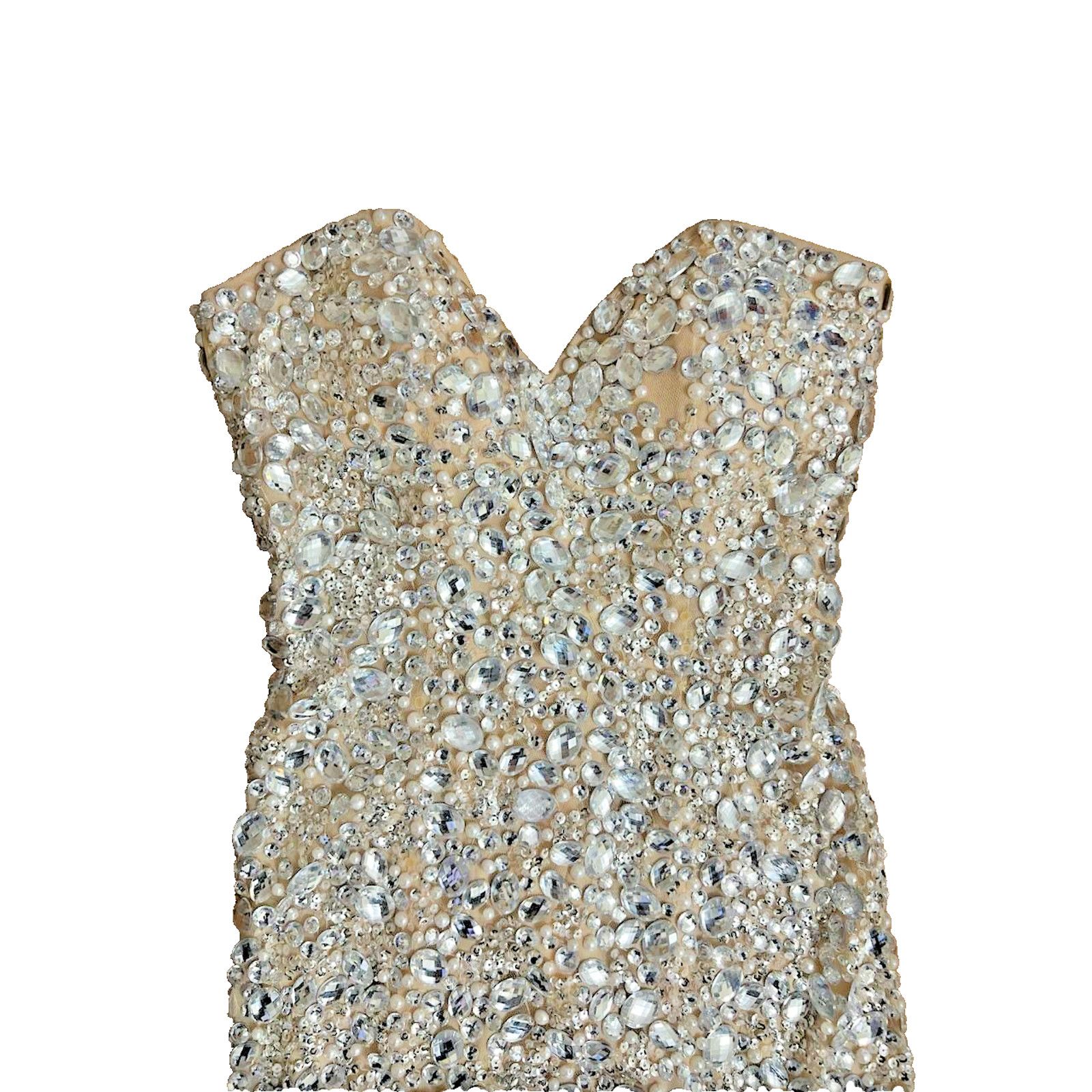 & Other Stories Jovani Bejeweled Dress New Bejge Size 0 A001895 Size XS / US 0-2 / IT 36-38 - 6 Thumbnail