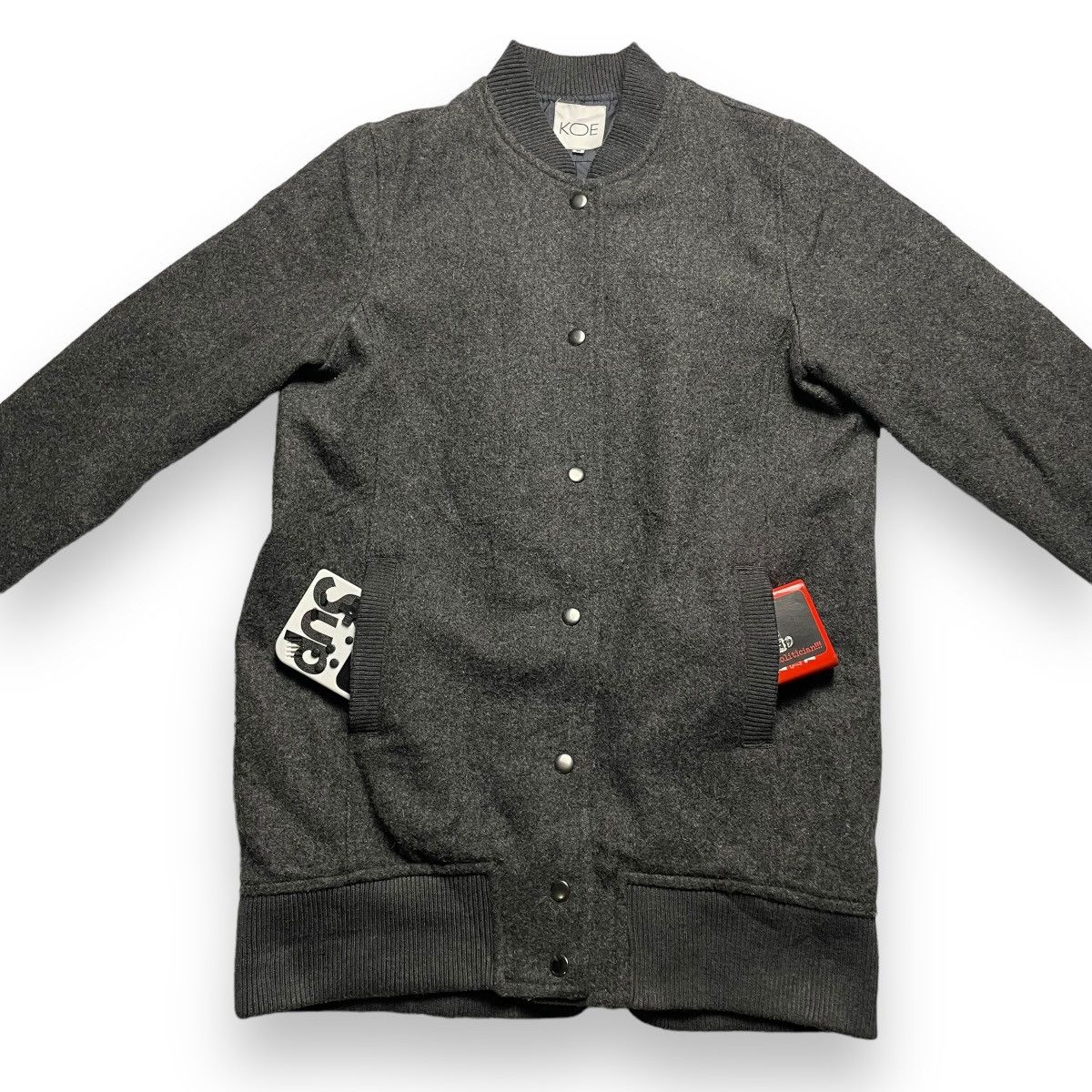 Japanese Brand 🇯🇵 KOE BUTTON UP LONG WOOL VARSITY JACKET Size US M / EU 48-50 / 2 - 4 Thumbnail