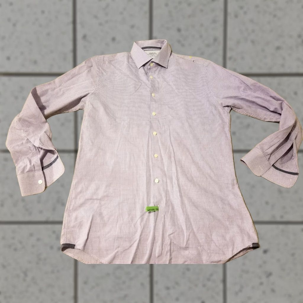 Charles Tyrwhitt Mens Charles Tyrwhitt Dress Shirt 16-35 Extra Slim Purple Button Cotton Size 42R - 1 Thumbnail