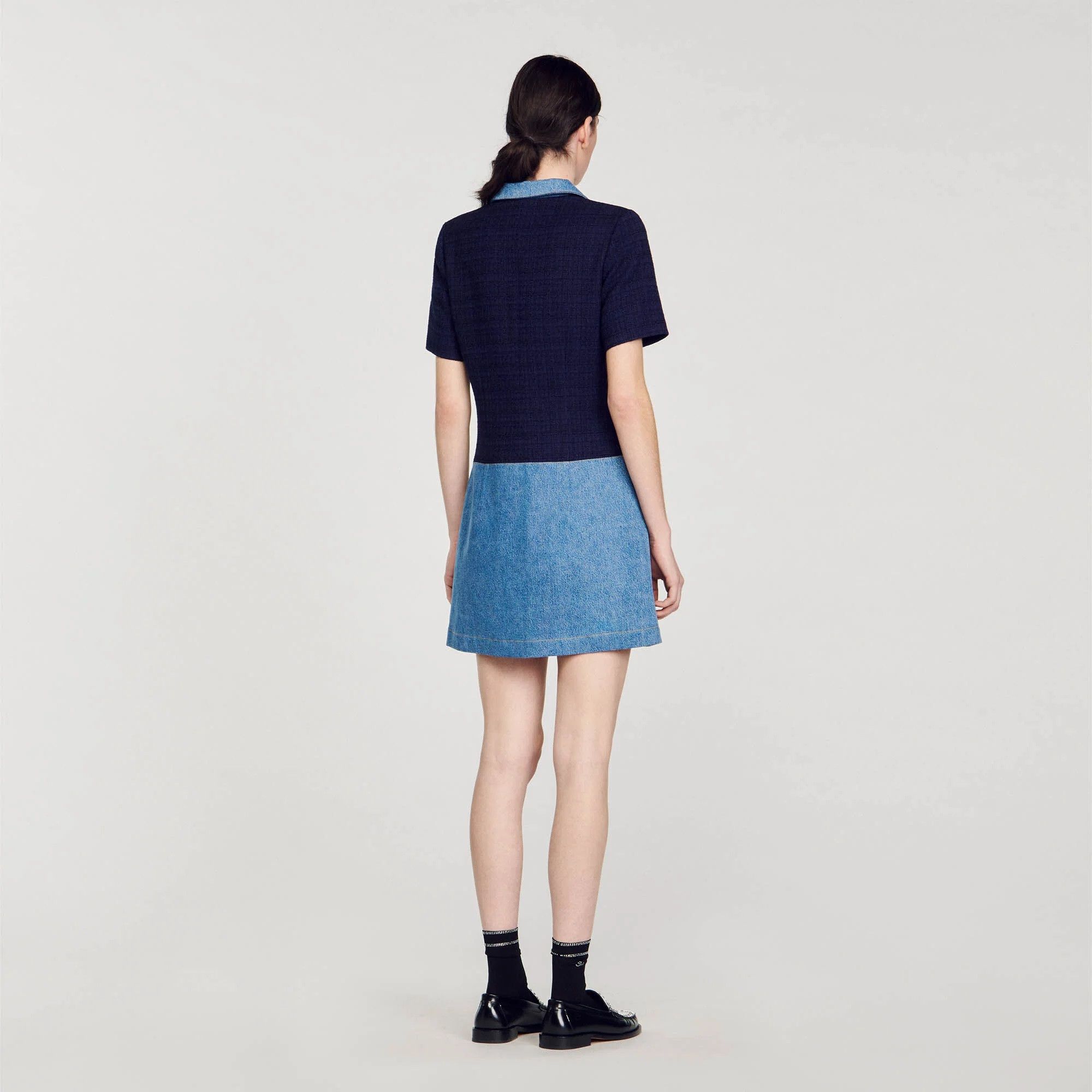 Sandro Denim Tweed Blue Dress Size S / US 4 / IT 40 - 3 Thumbnail