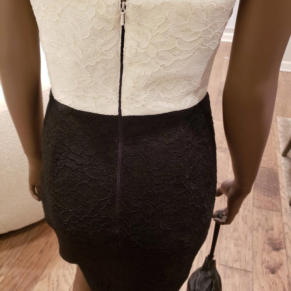Designer Black Halo White/Black Color-Block Strapless Cocktail Dress Size XS / US 0-2 / IT 36-38 - 7 Thumbnail