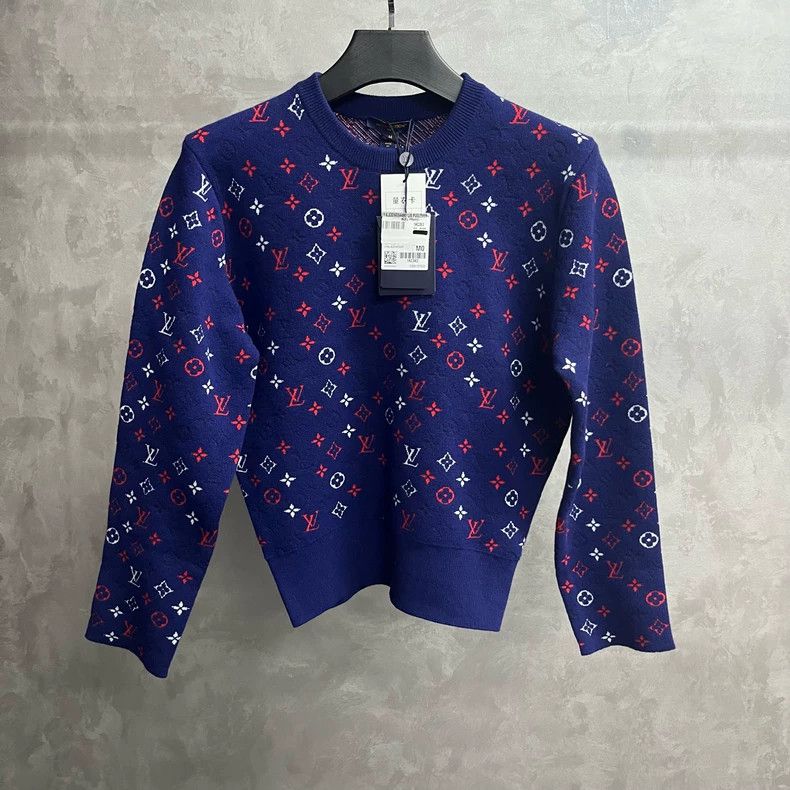 Louis Vuitton Louis Vuitton Blue Logo Jacquard Crew Neck Long Sleeve Swe Size US M / EU 48-50 / 2 - 1 Thumbnail