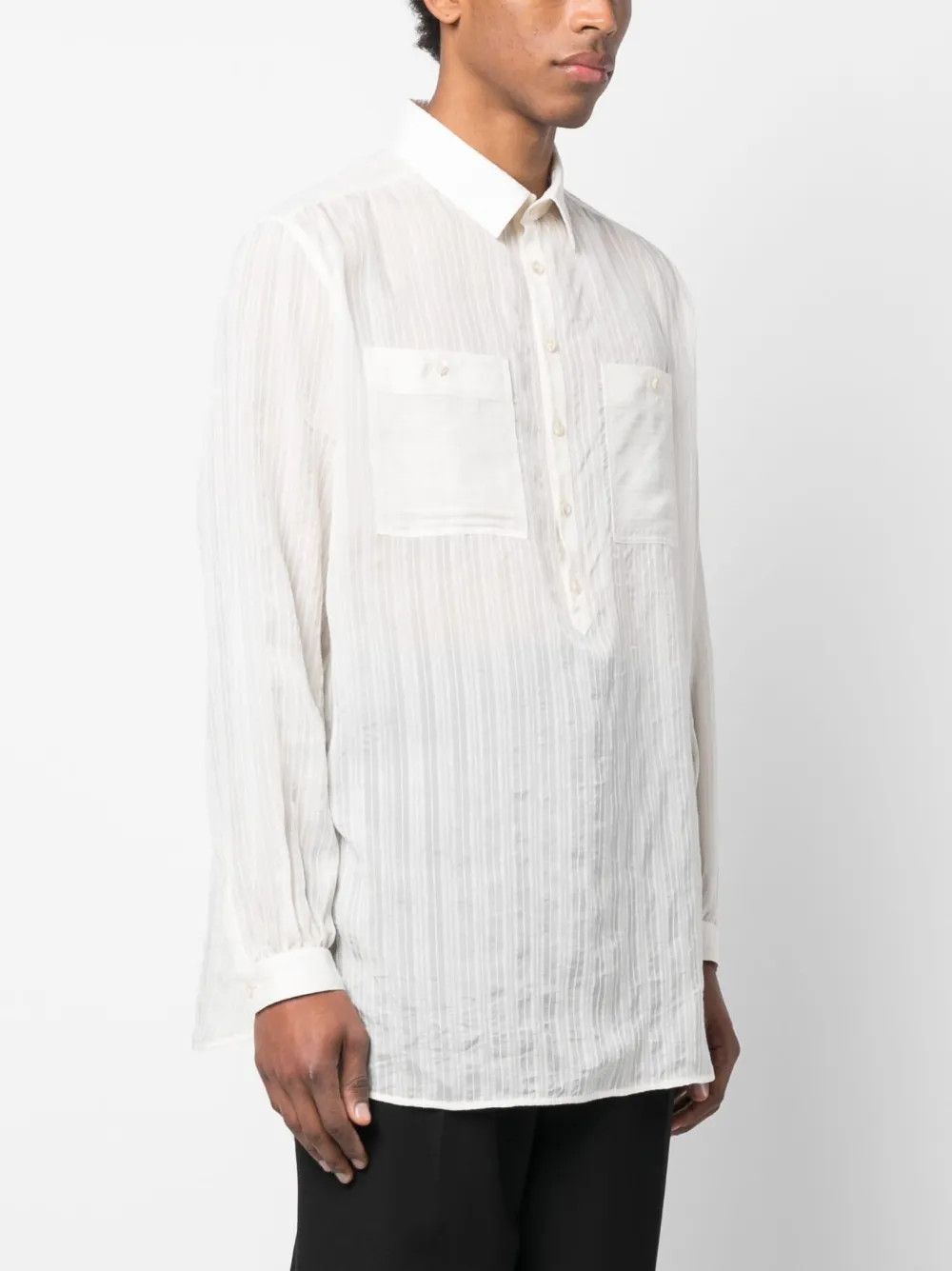 Saint Laurent Paris o1y0325 Solid Color Shirt in White Size US M / EU 48-50 / 2 - 3 Thumbnail