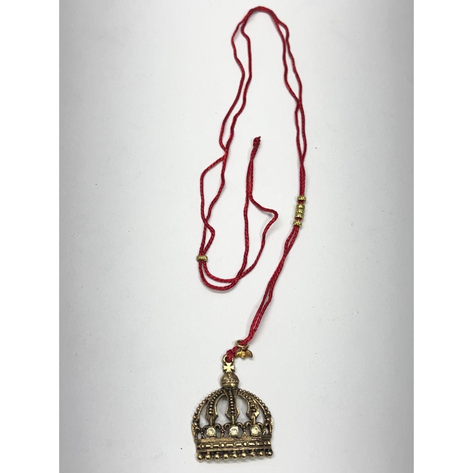 Vintage Vintage rhinestone crown red pendant necklace Size ONE SIZE - 2 Thumbnail