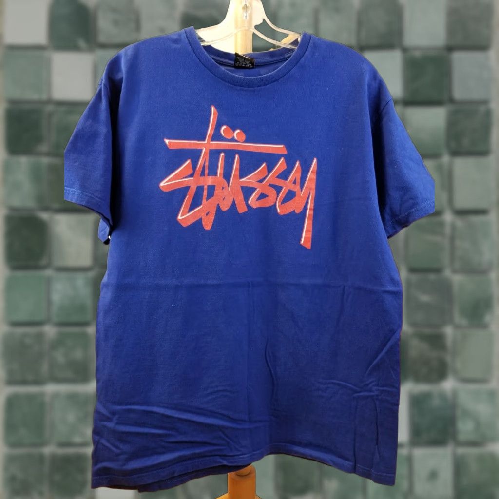 Logo 7 VINTAGE STUSSY BIG LOGO BLUE COTTON T-SHIRT SZ LARGE Size US L / EU 52-54 / 3 - 1 Thumbnail
