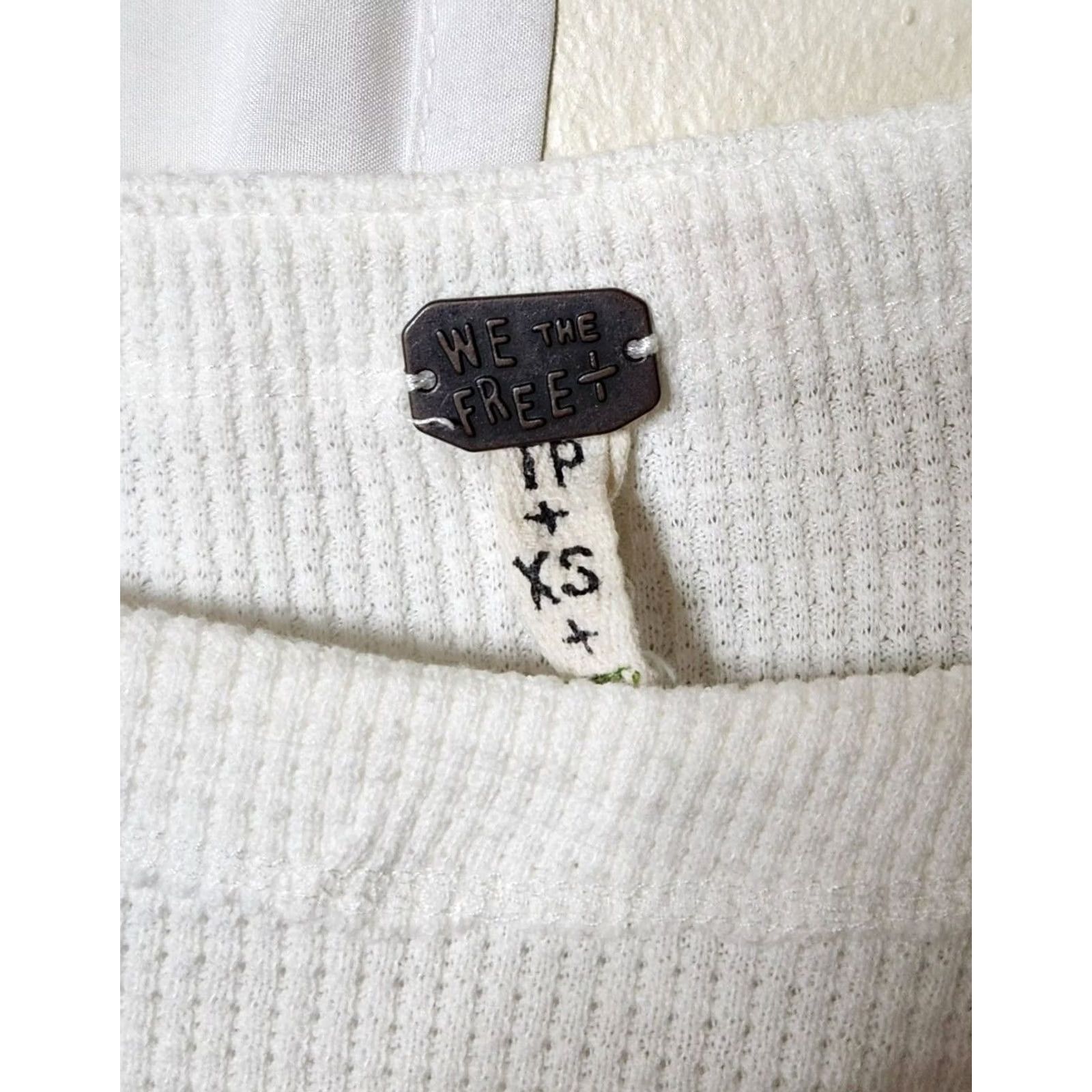 Free People Free People Womens XS Blossom Thermal Top Waffle Knit Shirt White Oversized Size XS / US 0-2 / IT 36-38 - 6 Thumbnail