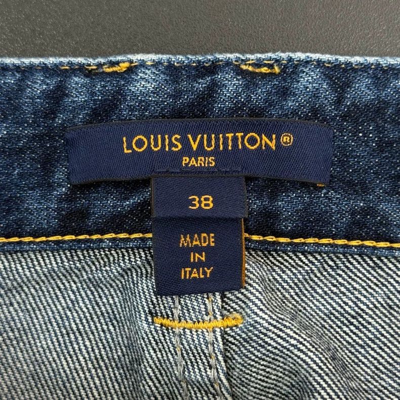Louis Vuitton Louis Vuitton Washed blue printed leather label jeans 2505- Size US 38 / EU 54 - 5 Thumbnail