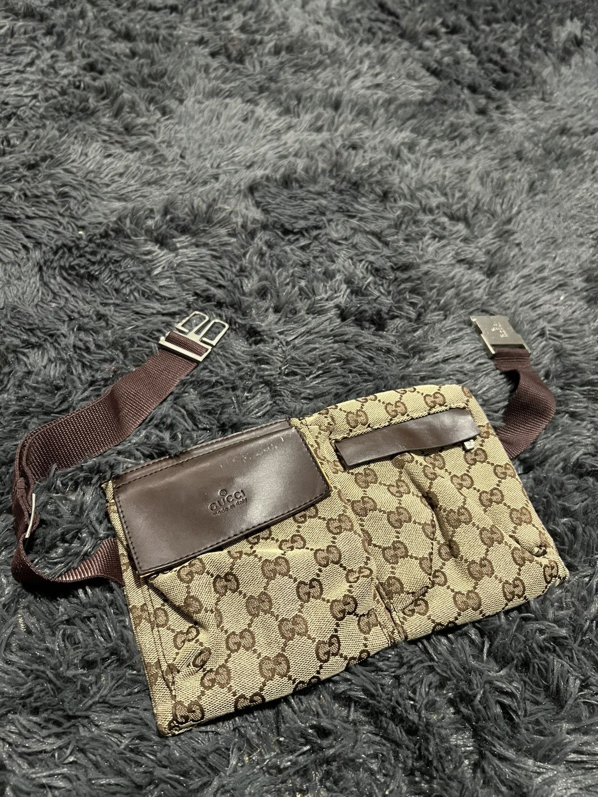 Gucci Gucci Brown GG Monogram Canvas Leather Size ONE SIZE - 1 Thumbnail