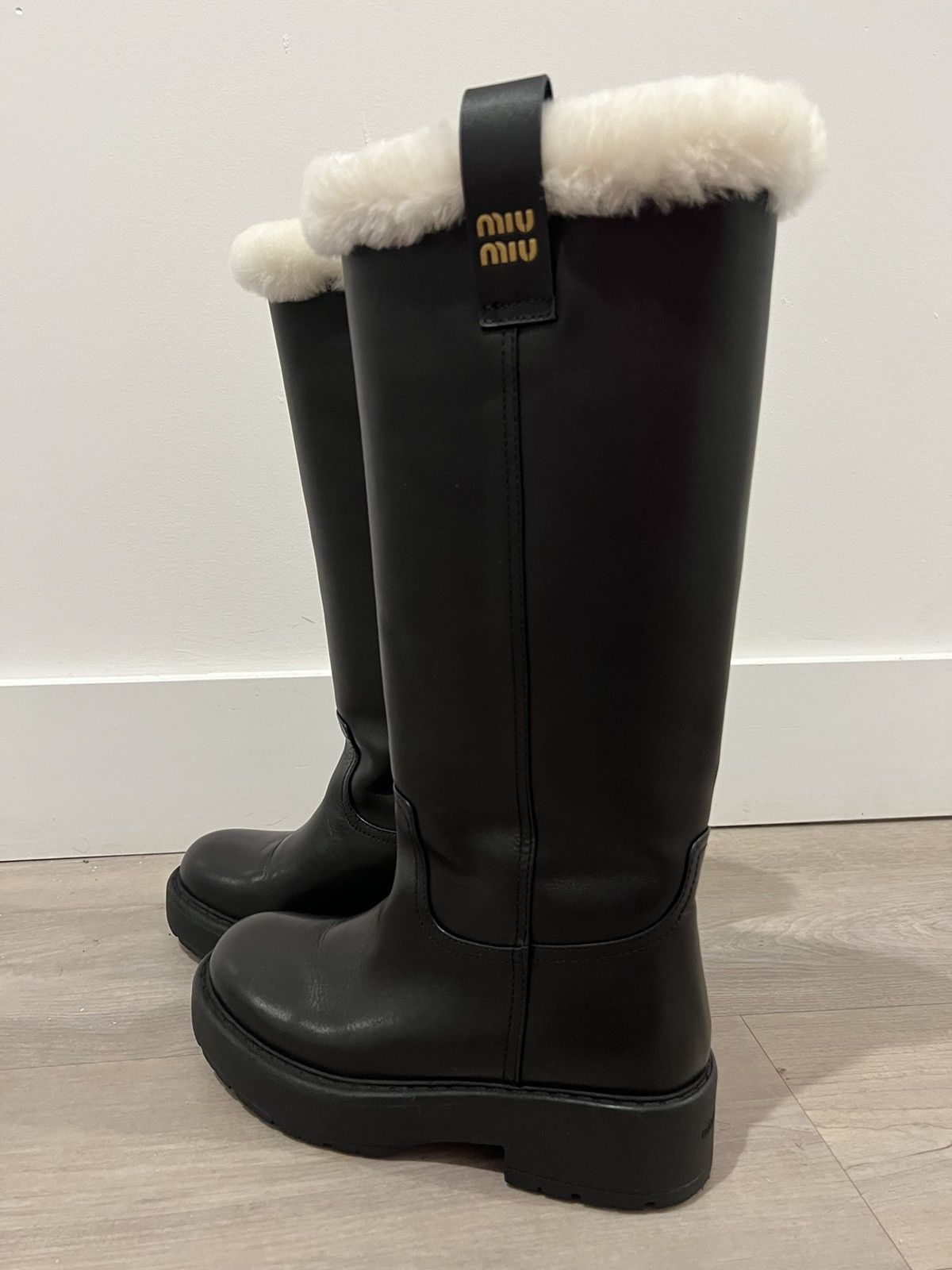 Miu Miu Miu Miu Shearling-lined leather boots Size US 10 / IT 40 - 2 Thumbnail