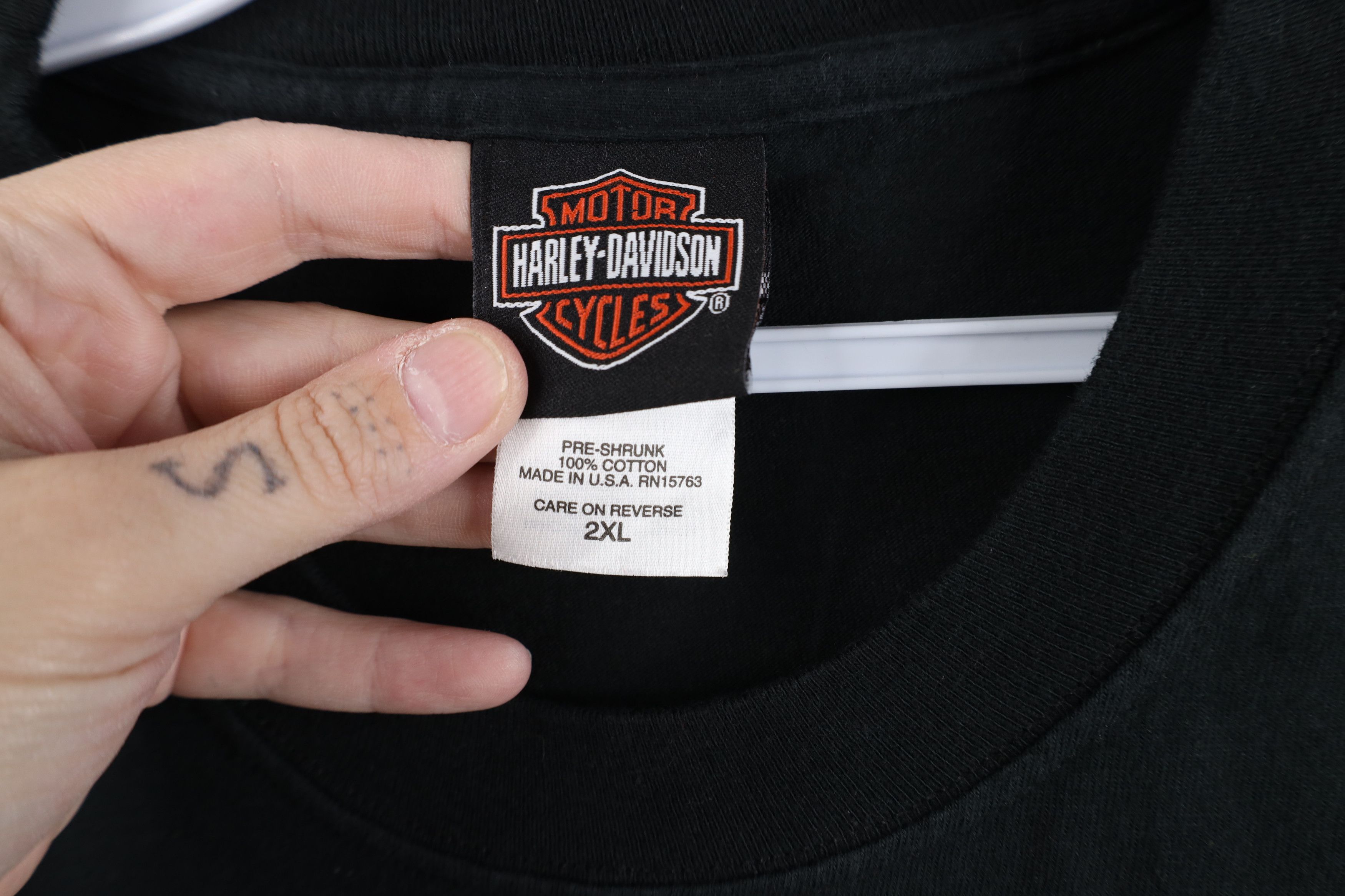 Harley Davidson Vintage Y2K 2003 Harley Davidson Spell Big Logo T-Shirt USA Size US XXL / EU 58 / 5 - 8 Thumbnail