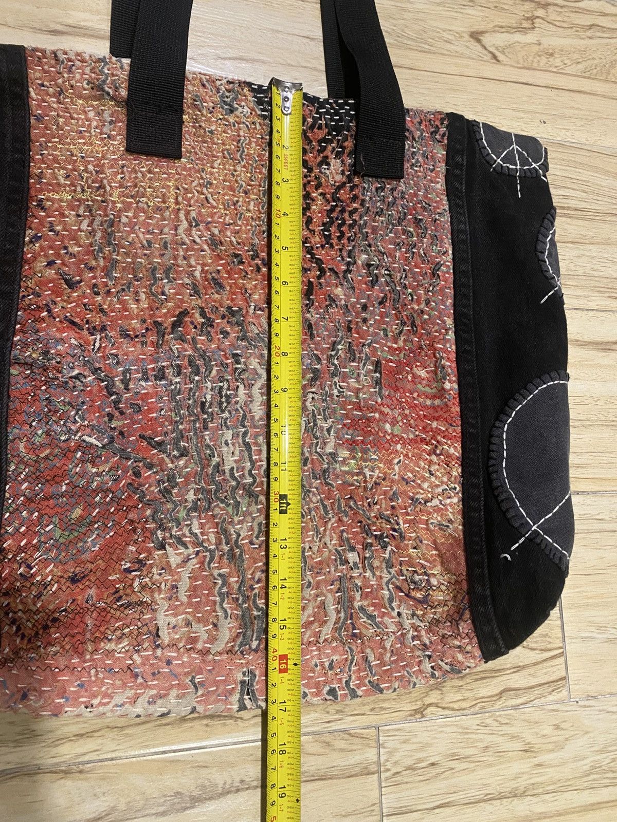 Handmade 1/1 Handstitch Sashiko Boro Natural Distressed Tote Bag Size ONE SIZE - 24 Thumbnail
