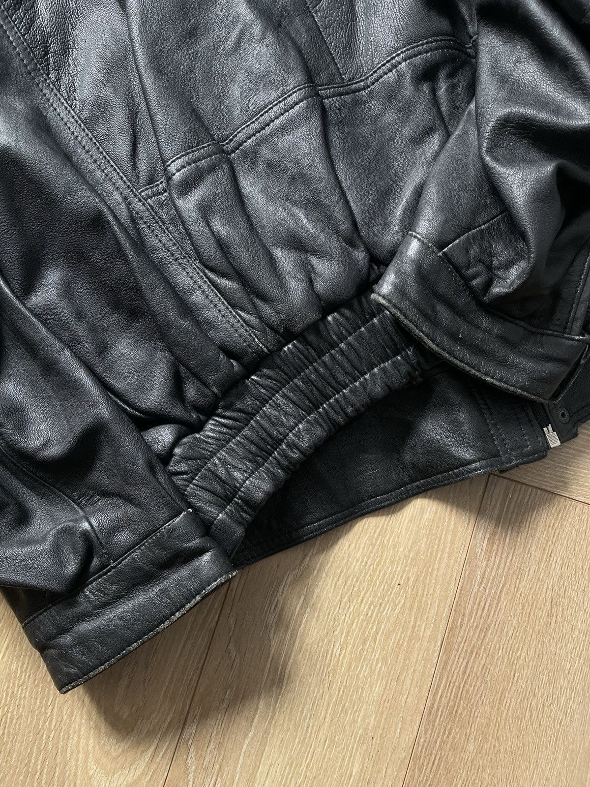 Vintage Vintage Y2k Black Real Leather Zip Bomber Jacket Avant Garde Size US XL / EU 56 / 4 - 11 Thumbnail