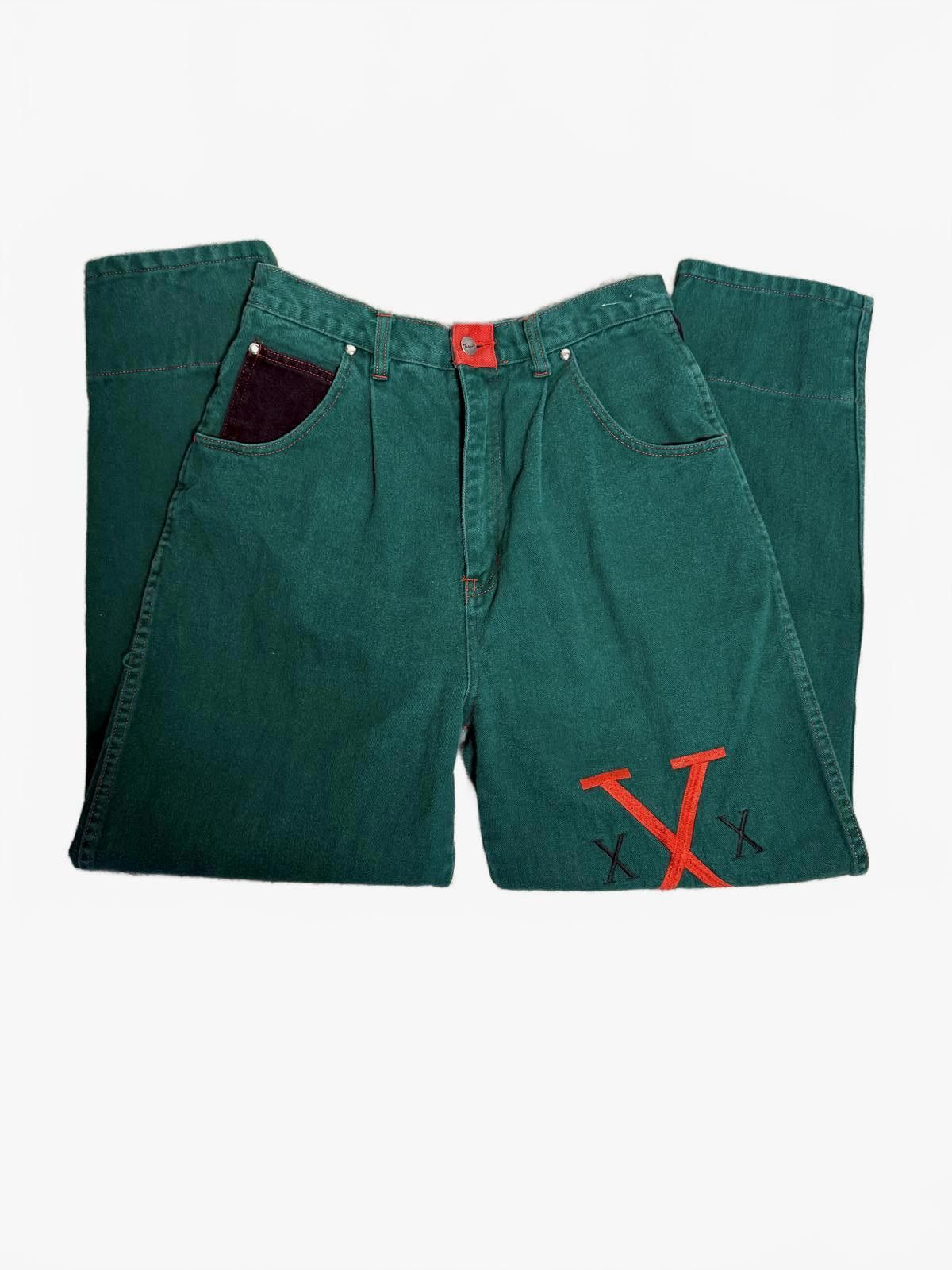 Vintage 90s Streetwear Green Denim Jeans