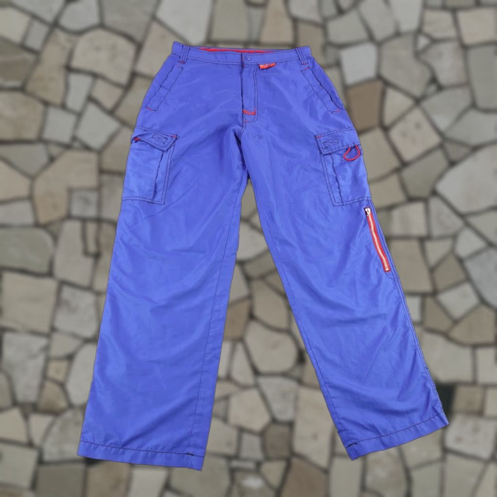 Fubu Vintage FUBU Pants Mens Large Blue Cargo Baggy Windbreaker Sports Loose Y2K 90s Size US 33 - 1 Thumbnail