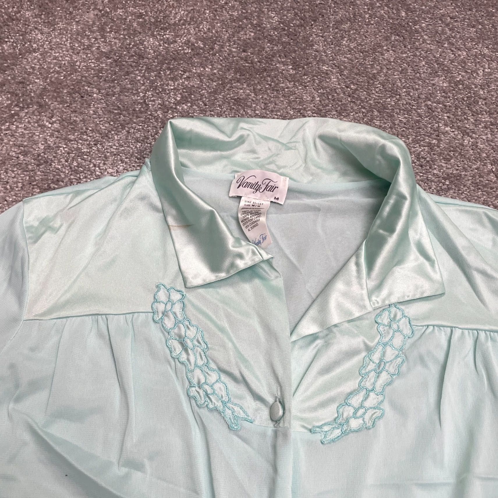 Vintage VANITY FAIR Pajama Long Shirt Womens M Green Nightgown Size M / US 6-8 / IT 42-44 - 3 Thumbnail