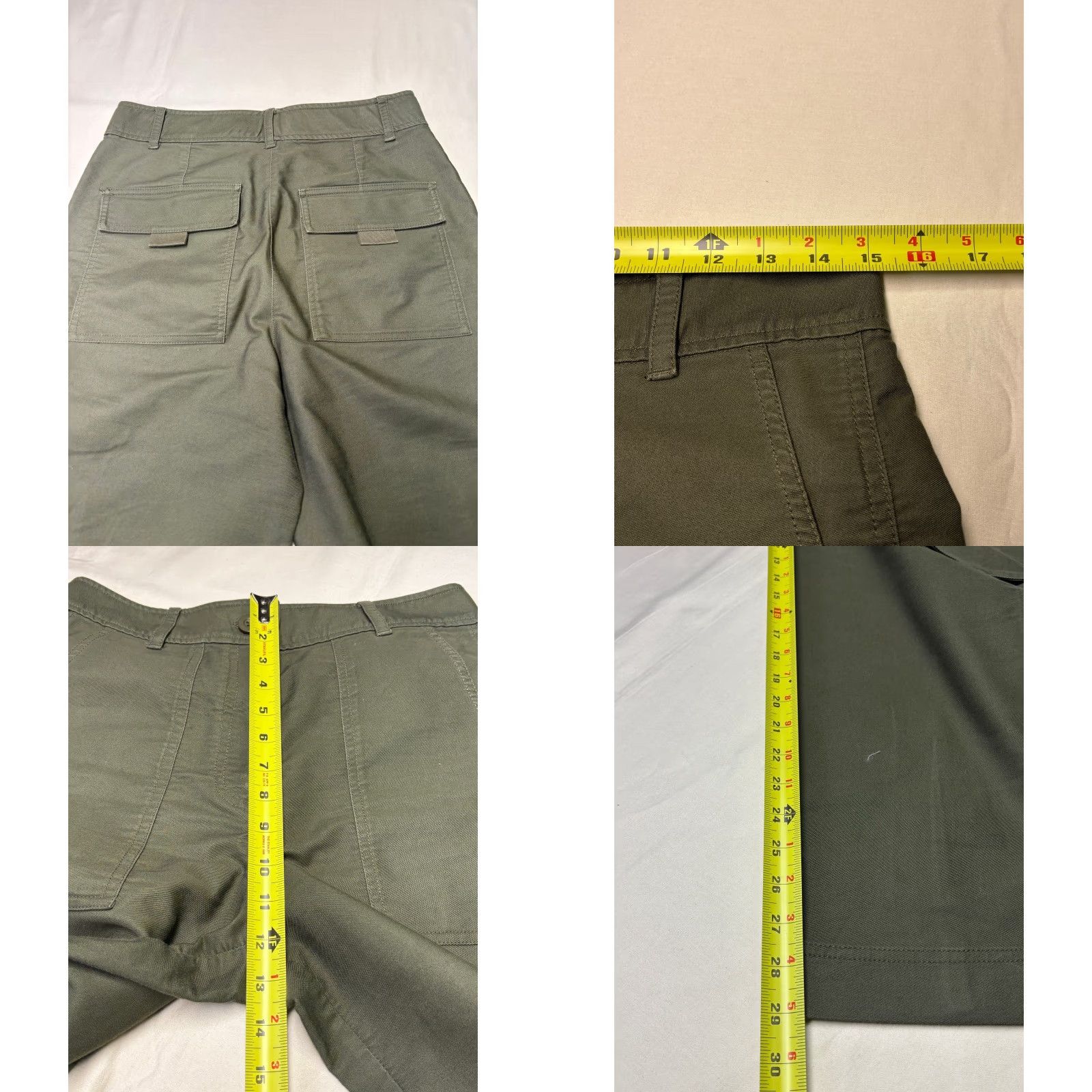 ME+EM ME+EM Cargo Pants Womens Regular 29 Green Cotton Twill High Rise Inseam 27 29 38 Pockets Button Zip Vintage? No Not N/A Size 29" - 8 Thumbnail