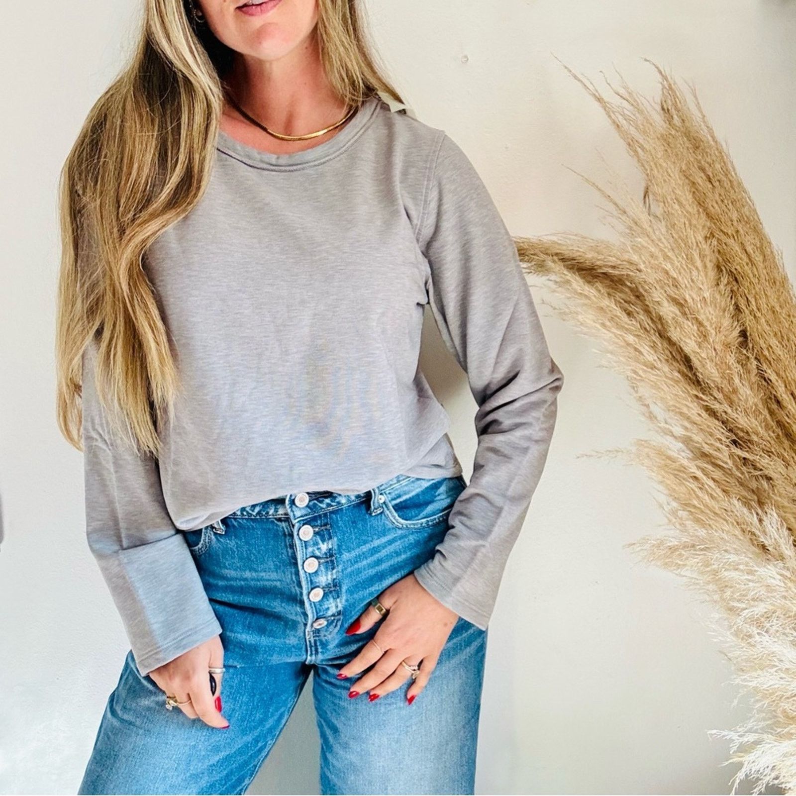Nordstrom NEW MONO B Grey Lounge Pullover $88 Sweater Sweatshirt Top L Size L / US 10 / IT 46 - 10 Thumbnail