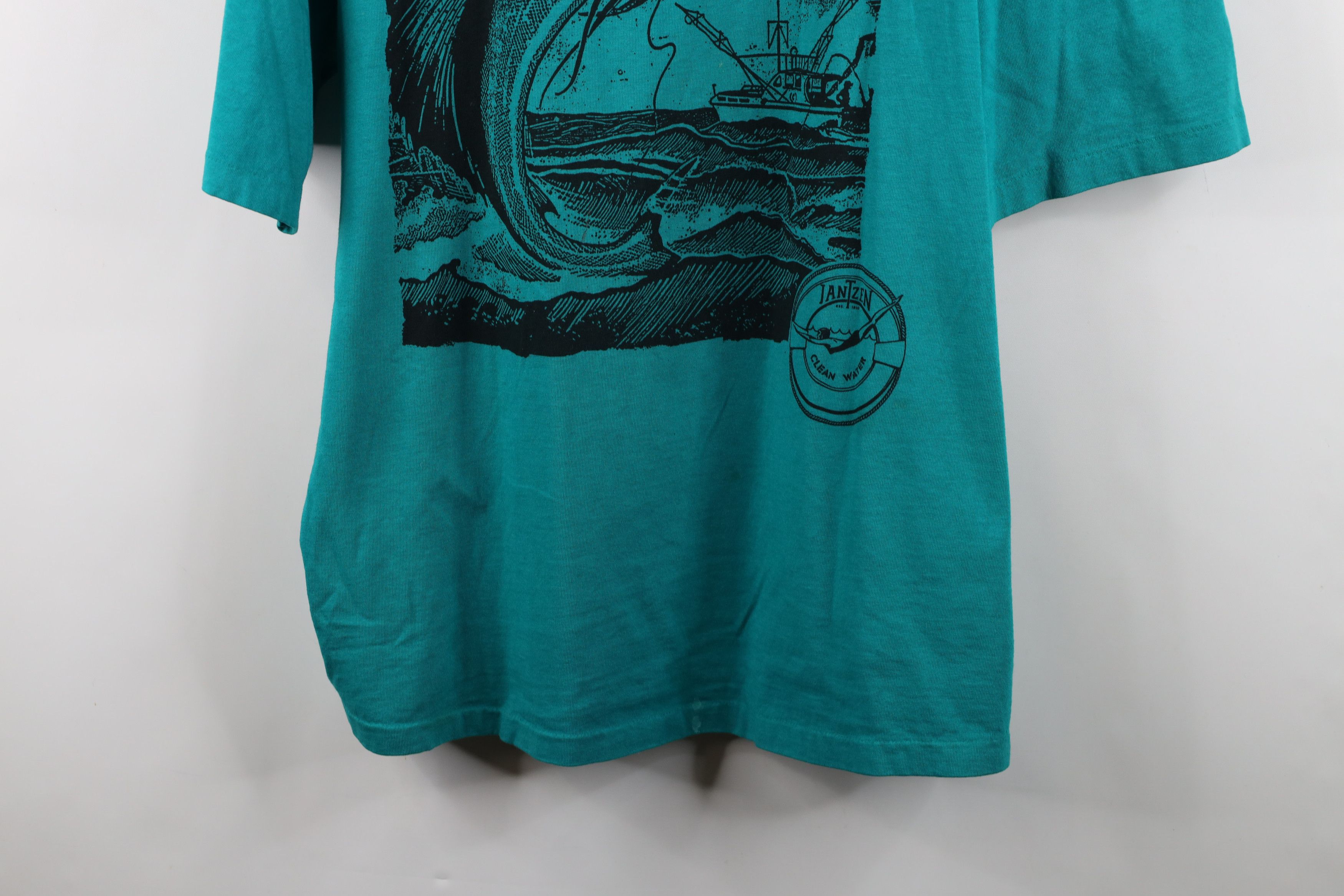 Vintage Vintage 90s Streetwear Fishing Short Sleeve T-Shirt Teal USA Size US XXL / EU 58 / 5 - 3 Thumbnail