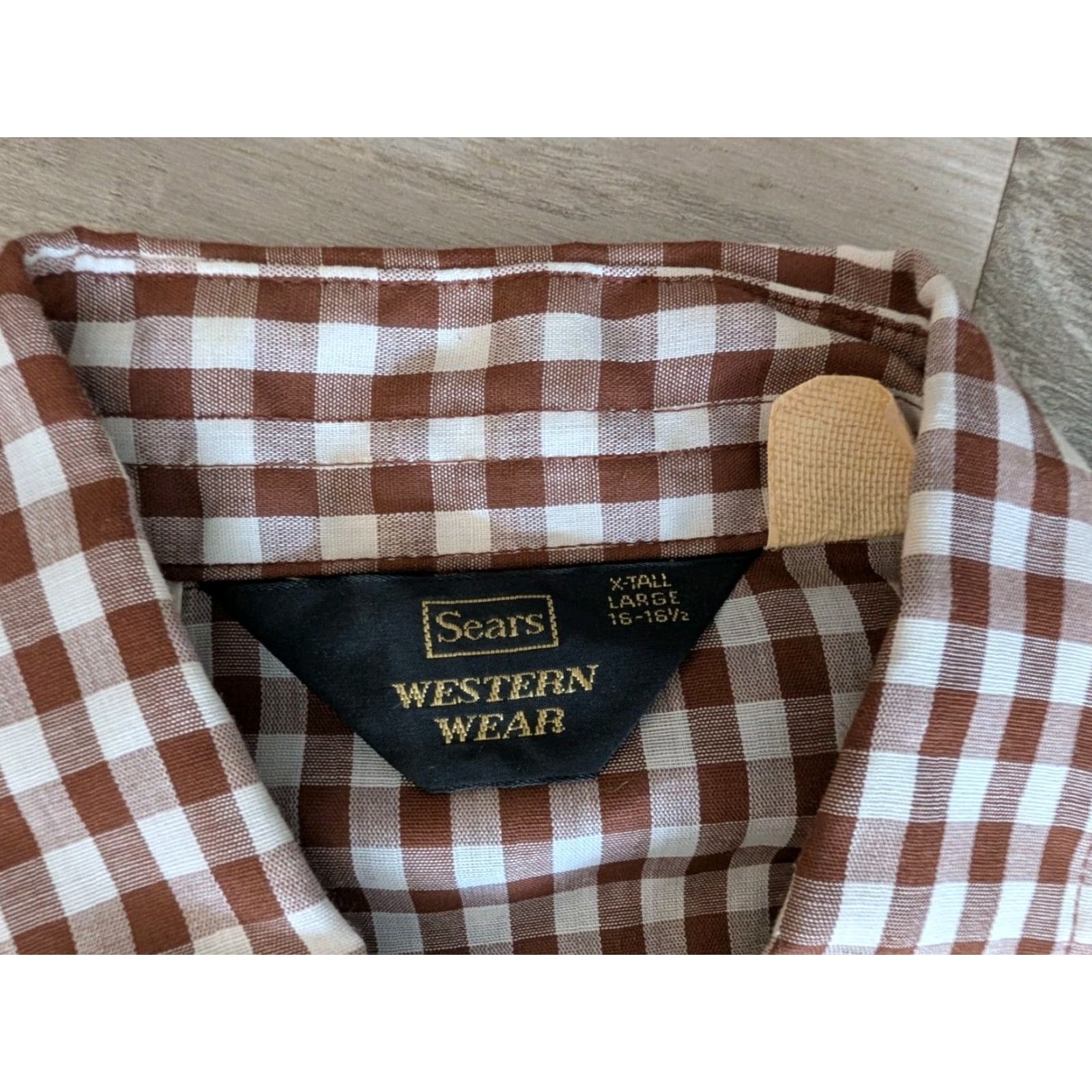 Sears Vintage Sears Western Wear Pearl Snap Shirt Brown Plaid Check XL Tall Mens Size US XL / EU 56 / 4 - 7 Thumbnail