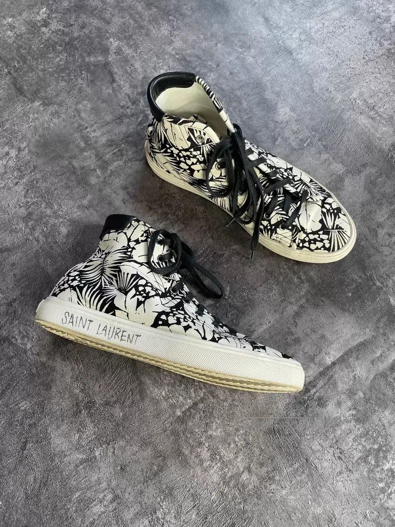 Saint Laurent Paris Saint Laurent Paris Black, White and Palm Tree Graffiti In Size US 7.5 / EU 40-41 - 2 Thumbnail