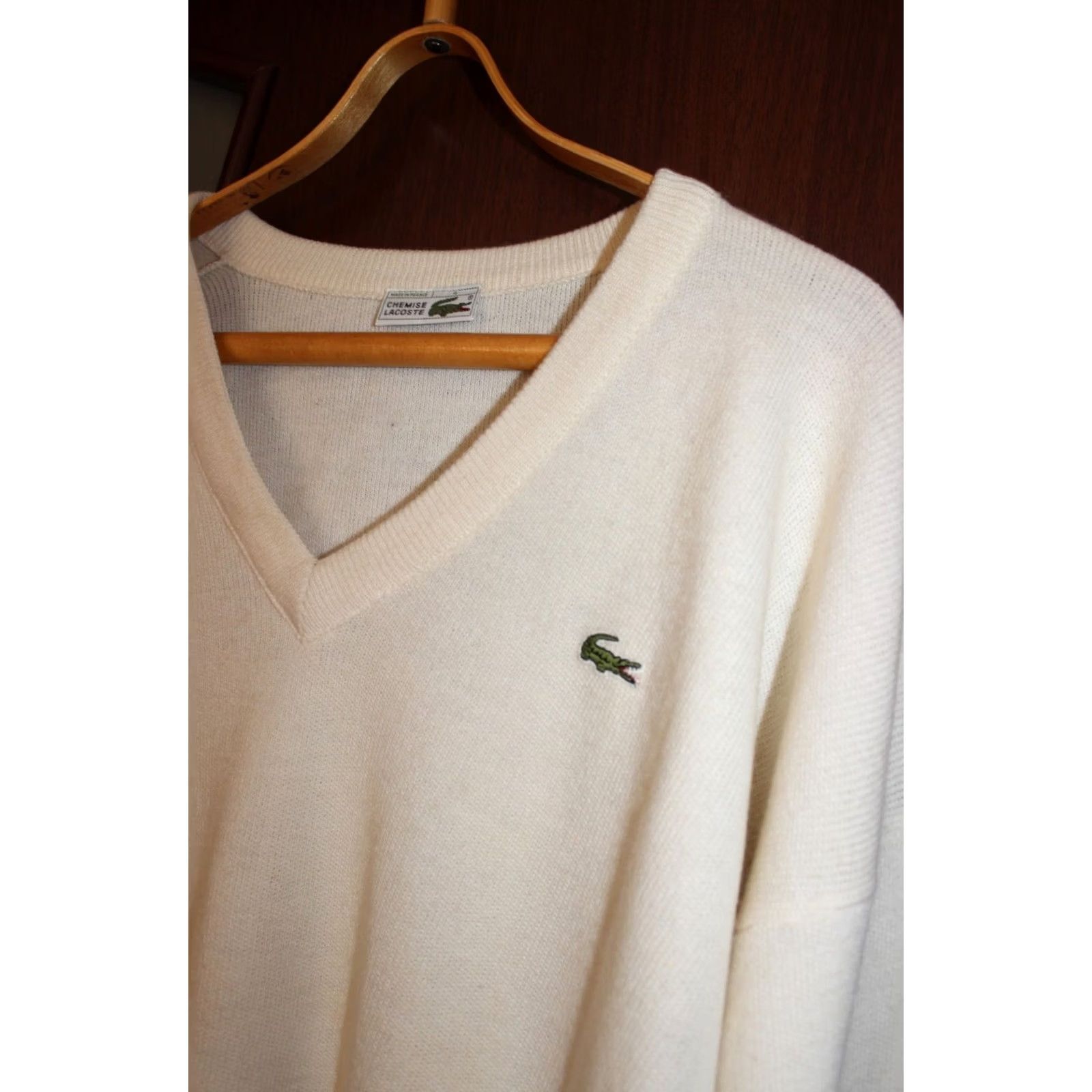 Lacoste Vintage Lacoste Chemise wool creme Sweater Sweatshirt - size 4 (XL/2XL) Mens Jumper V-Neck Wool Creme 90s Concert Init Size US S / EU 44-46 / 1 - 2 Thumbnail