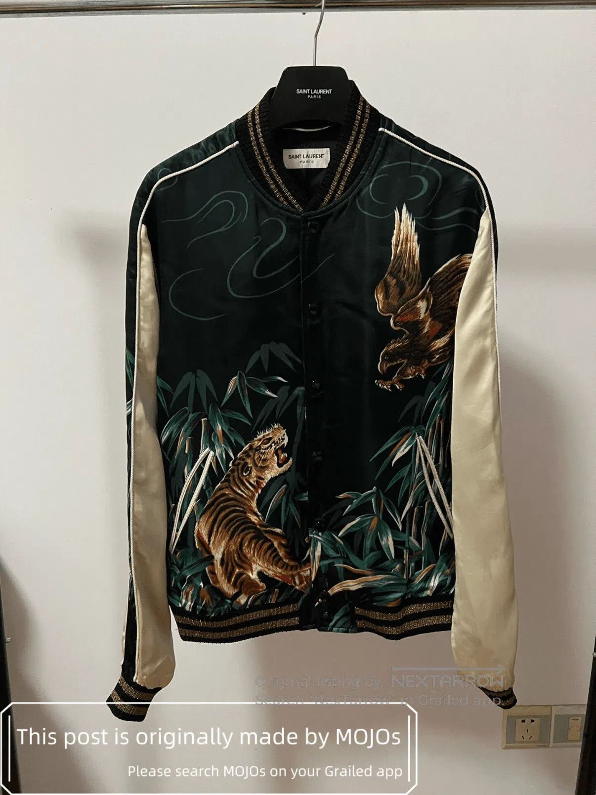 Saint Laurent Paris Sz 44 Saint Laurent Paris Eagle & Tiger Satin Jacket mojos1 Size US S / EU 44-46 / 1 - 1 Thumbnail