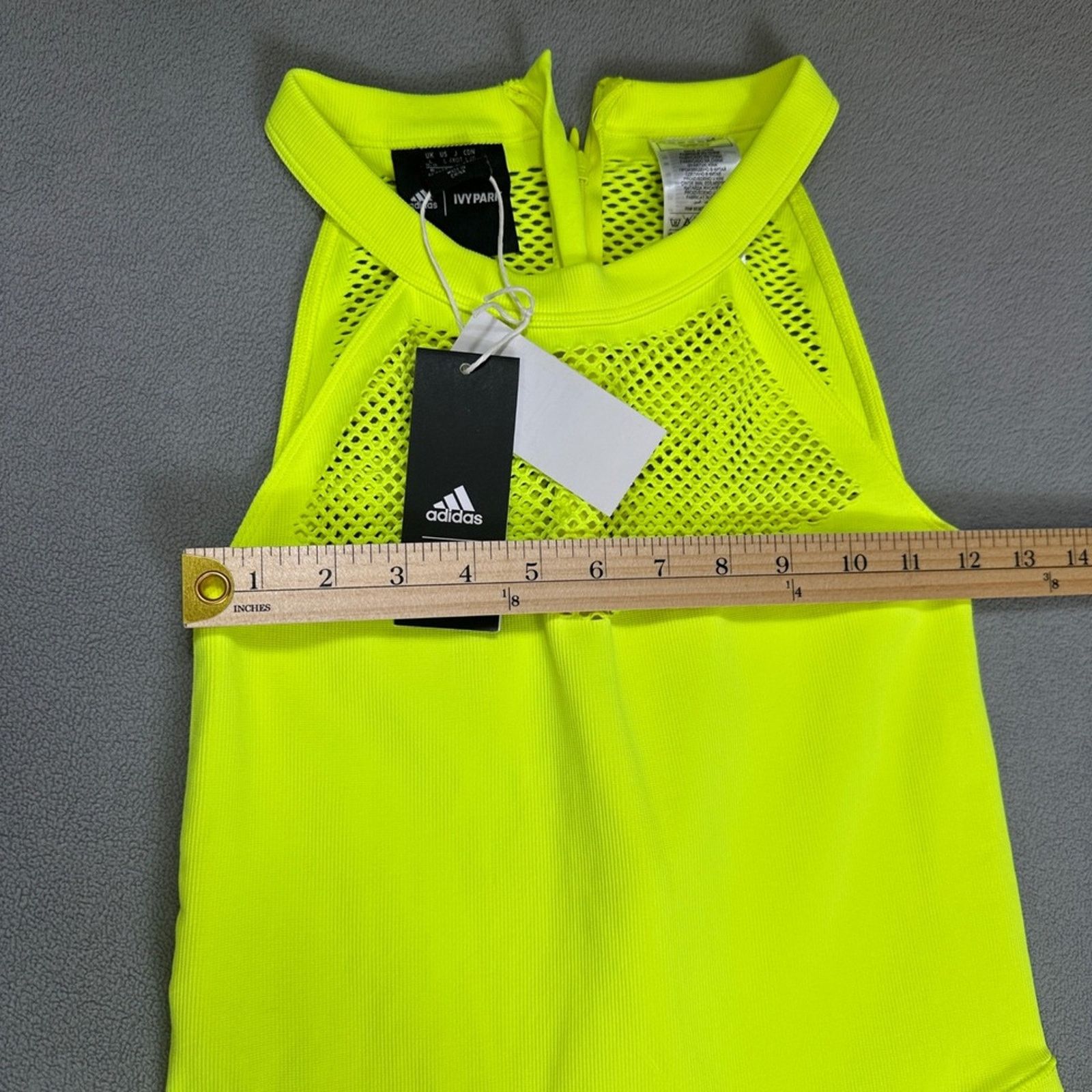 Ivy Park NWT Adidas x Ivy Park L Mesh Knit Catsuit Yellow Jumpsuit Size 34" / US 12 / IT 48 - 7 Thumbnail