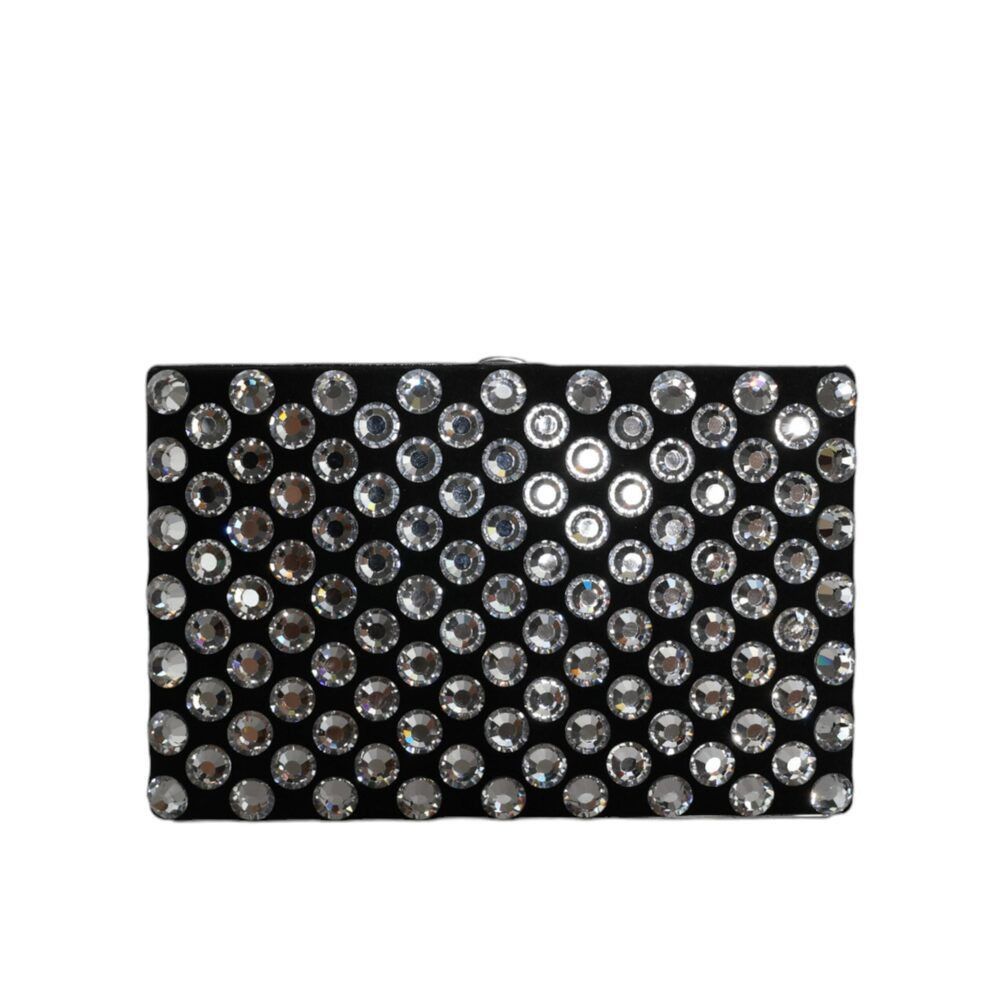 Dolce & Gabbana Dolce & Gabbana Black Velvet Crystal Clutch Evening Party Pu Size ONE SIZE - 1 Thumbnail