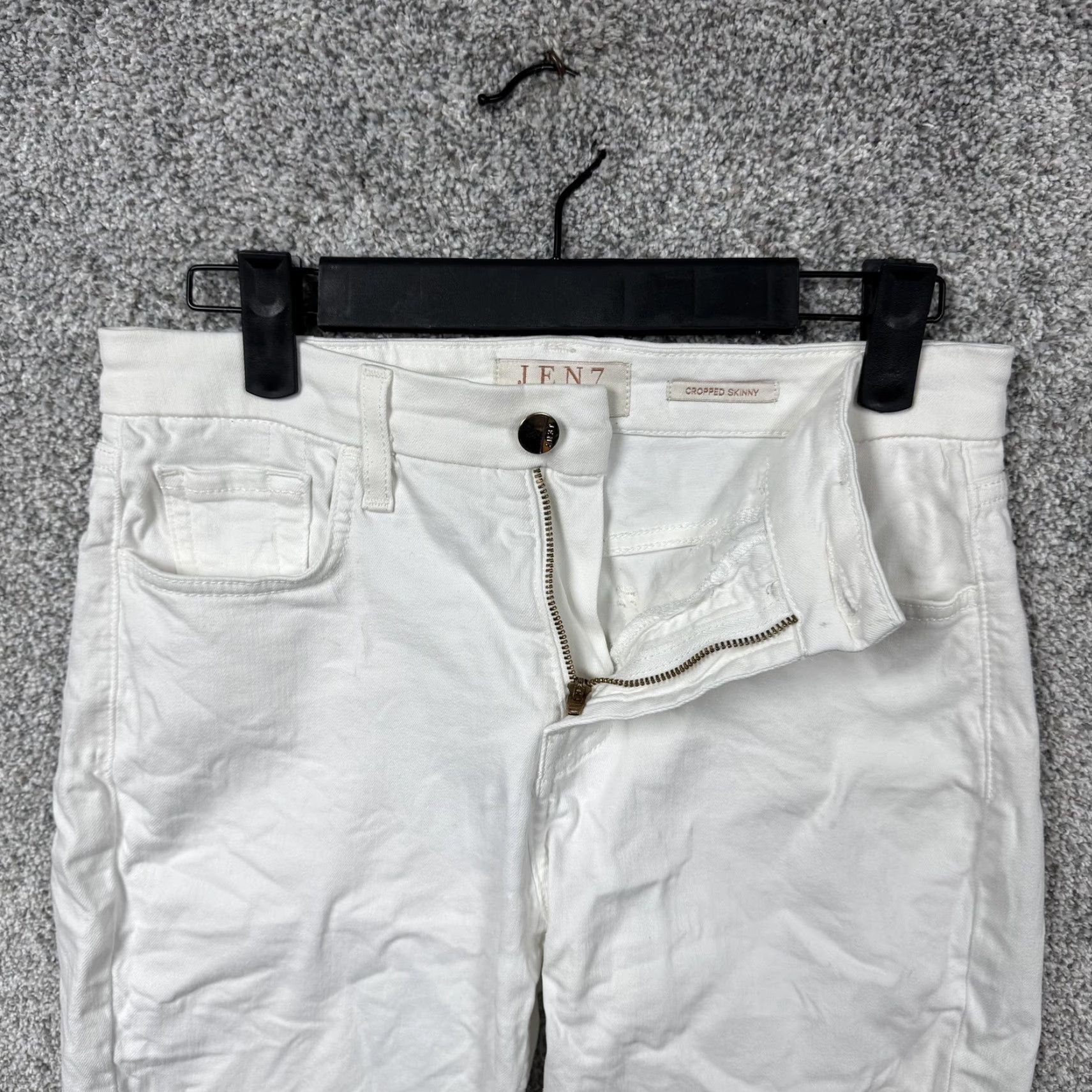 Vintage Seven7 JEN7 Jeans Womens 2 White Cropped Skinny Stretch Denim Mid Rise Ankle Size 26" / US 2 / IT 38 - 7 Thumbnail