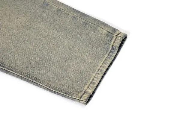 VIBE Retro High Street Distressed Star Yellow Mud Washed Jeans Size US 32 / EU 48 - 4 Thumbnail