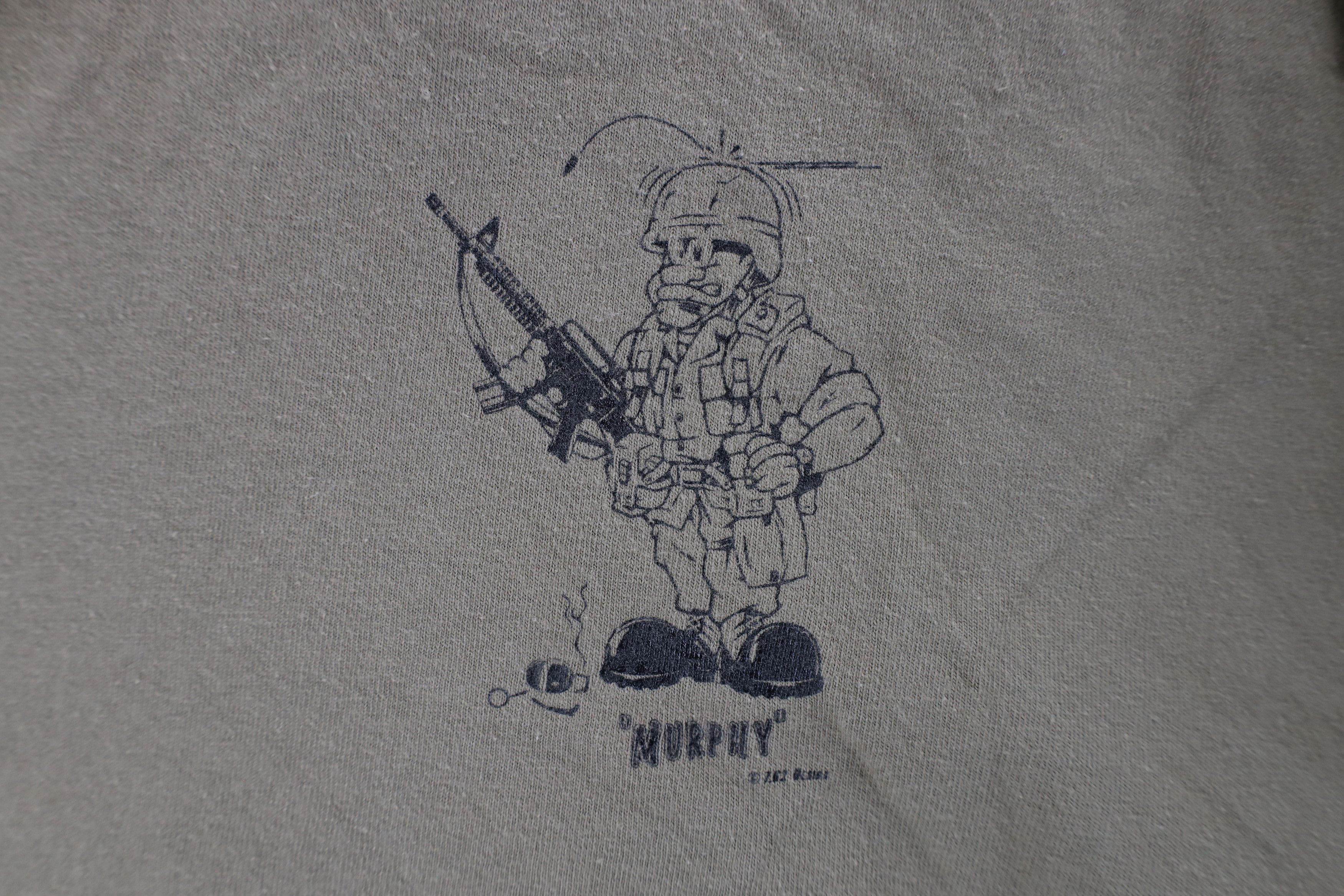 Vintage Vintage Military Murphys Laws of Combat T-Shirt Drab Green Size US XXL / EU 58 / 5 - 4 Thumbnail