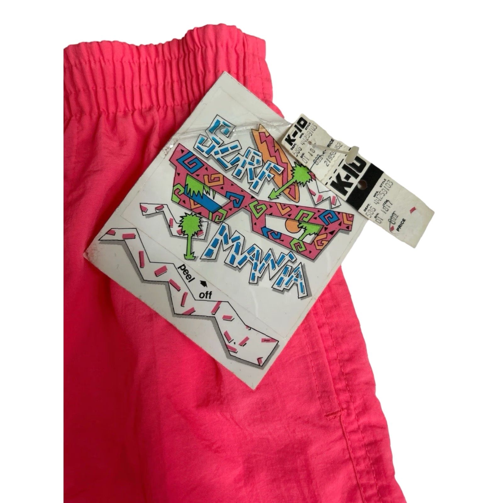 Vintage VINTAGE Surf Mania shorts Mens L Pink Nylon Neon 90s NWT Athletic 3.5” inseam Black stripes Side pockets Foldover back pocket 14” waist 15” rise Size US 33 - 2 Thumbnail