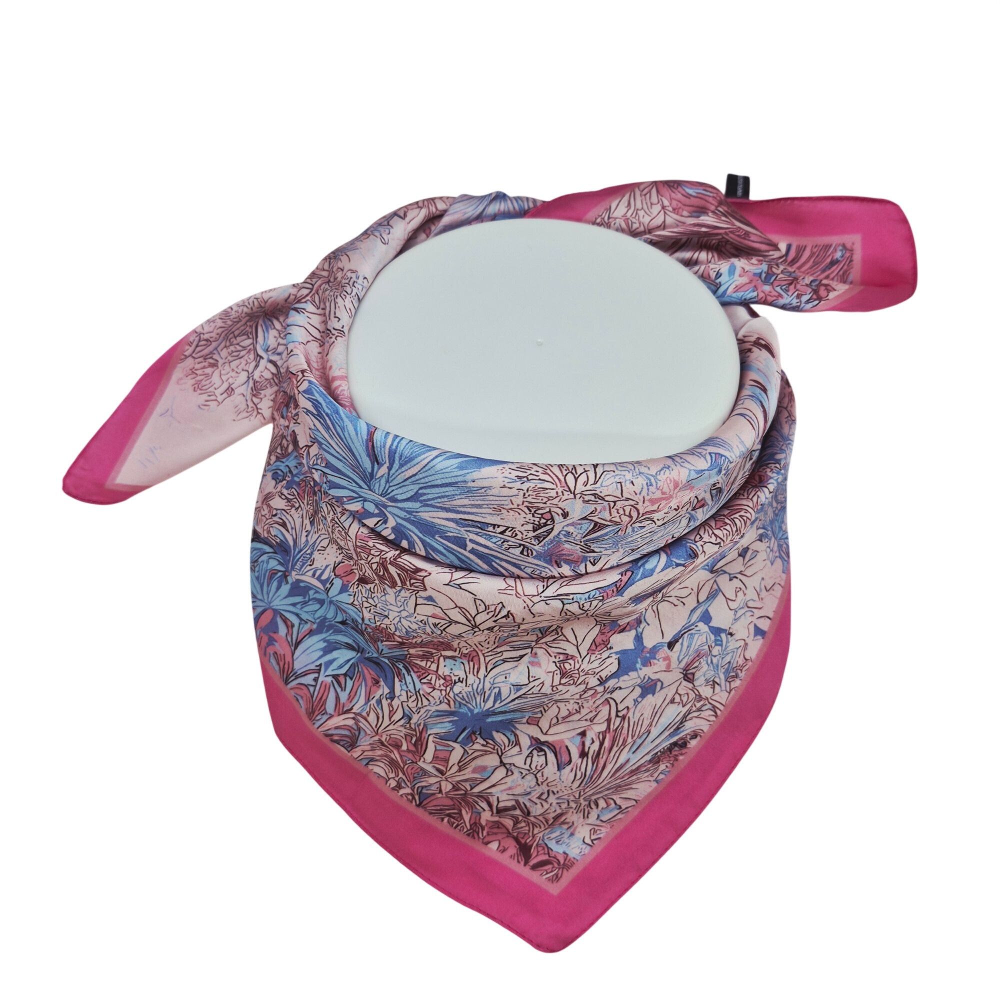 Other ✨Luxury Floral Silky Appearance Square Scarf Pink Blue Elega Size ONE SIZE - 2 Thumbnail