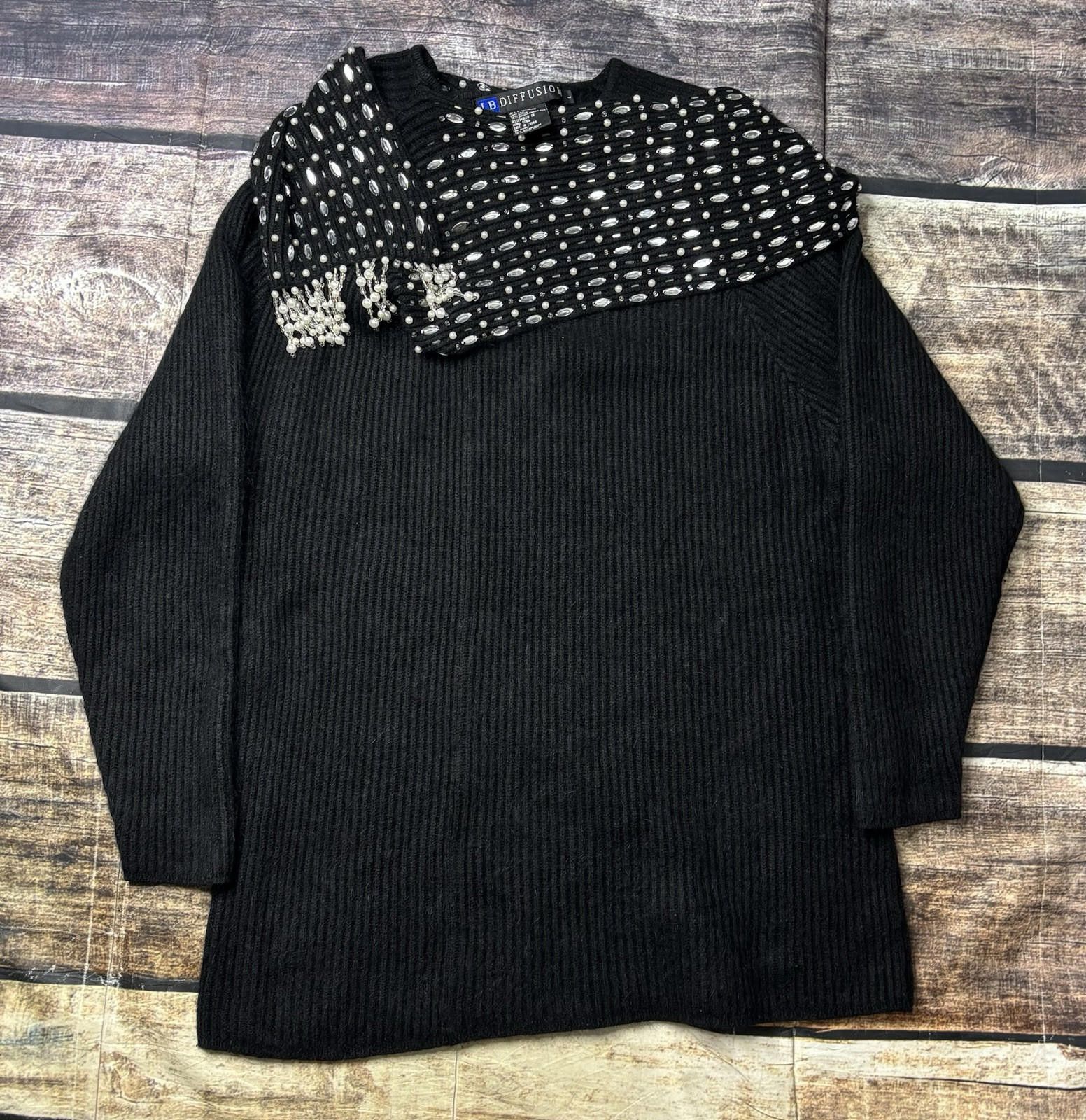 90s I.B. Diffusion Sweater Womens L Silk Angora Blend Scarf