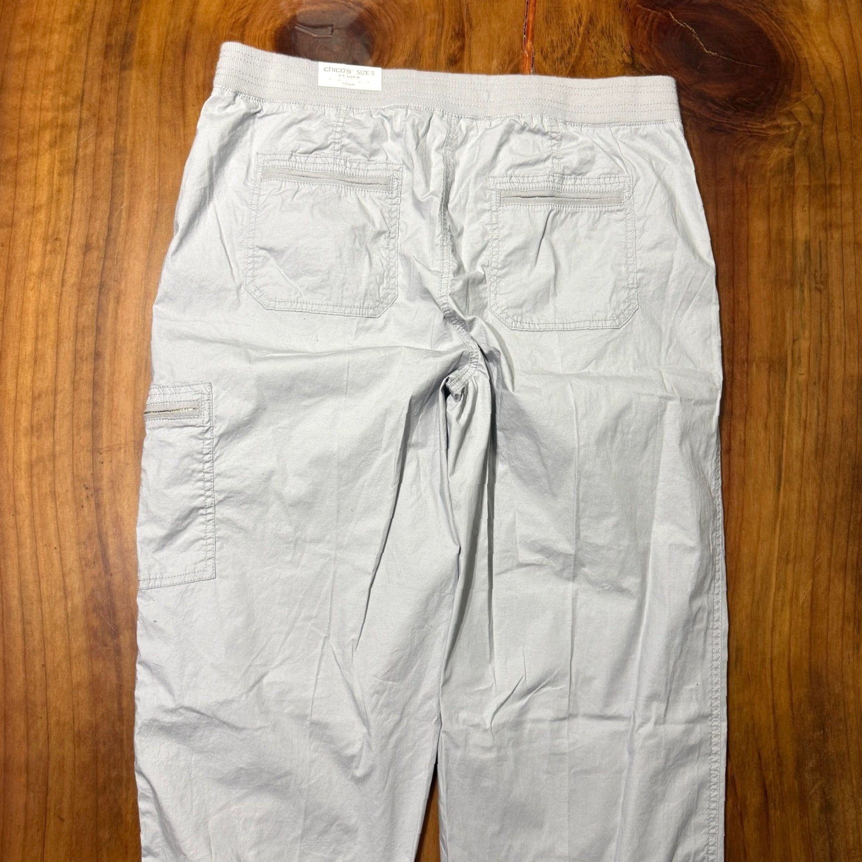 Vintage NEW Chico's Women's Pants 3 XL Pull on Capri Crop Dove Gray Cotton Casual J14 Size 40" / US 18 - 7 Thumbnail