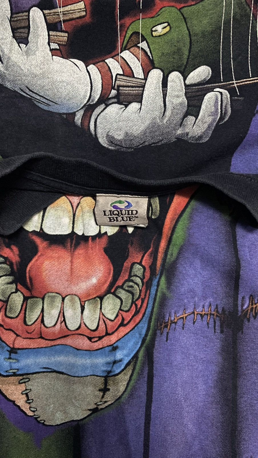 Other Vintage Y2k Liquid Blue Evil Clown Skeleton T-Shirt Size US L / EU 52-54 / 3 - 3 Thumbnail