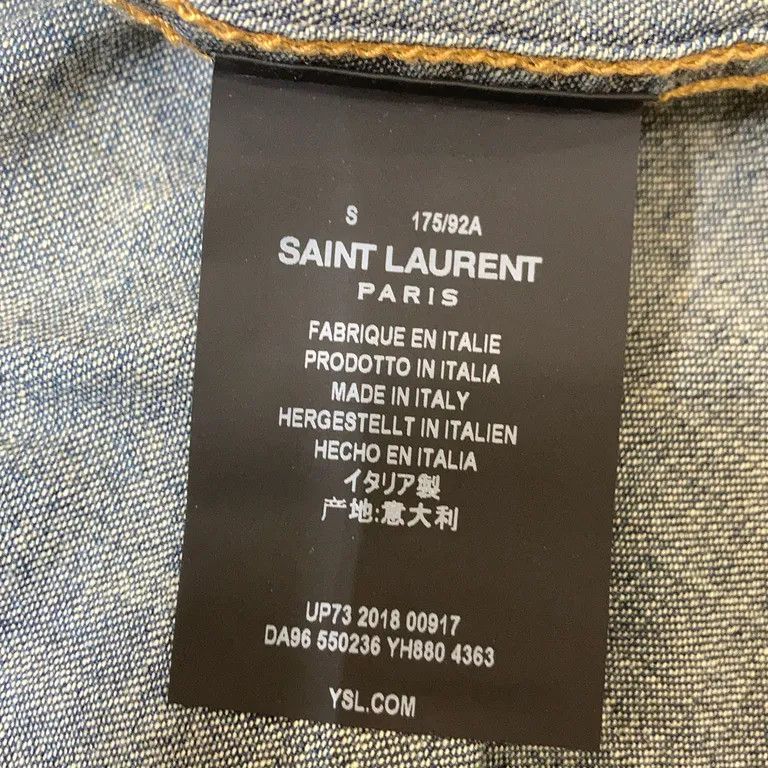Saint Laurent Paris S/S19 Anthony Vaccarello Denim Sleeveless Top Shirt Size US S / EU 44-46 / 1 - 5 Thumbnail