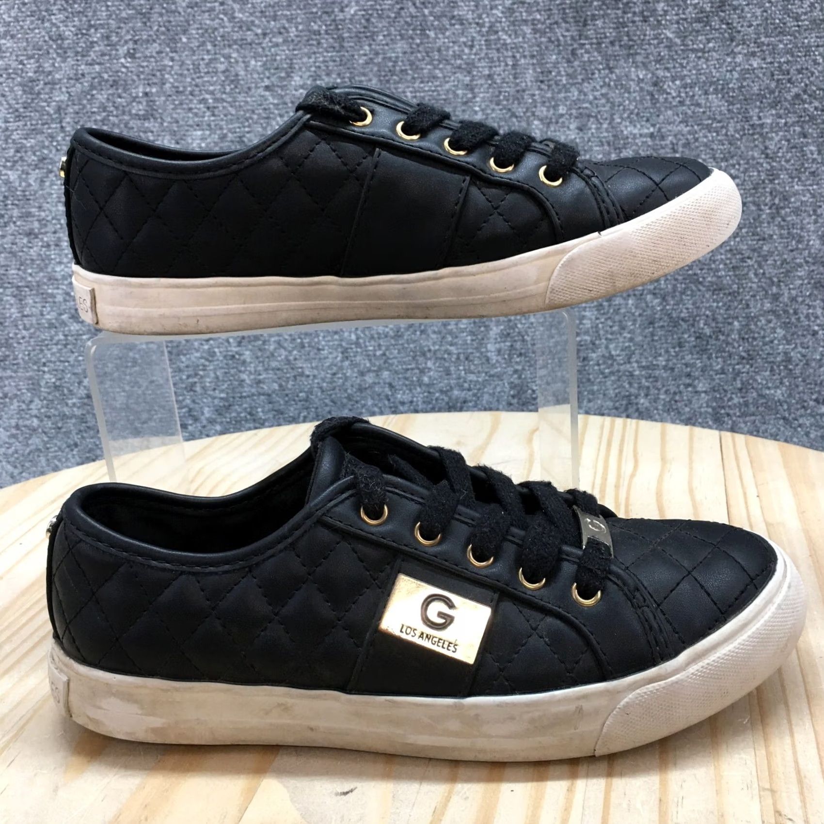 Guess G by GUESS Shoes Womens 6 M Backer 2 Quilted Low Top Sneakers Black Faux Leather Size M / US 6-8 / IT 42-44 - 2 Thumbnail