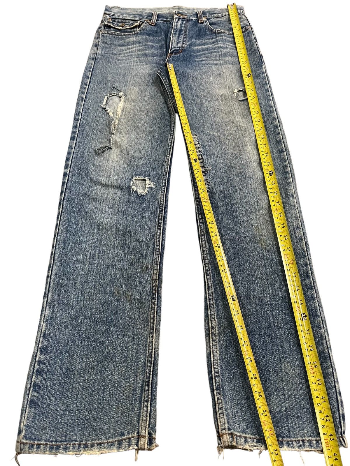 14th Addiction Vintage Japanese Brand Blue Wash Distress Straight Cut Jeans Size US 32 / EU 48 - 12 Thumbnail