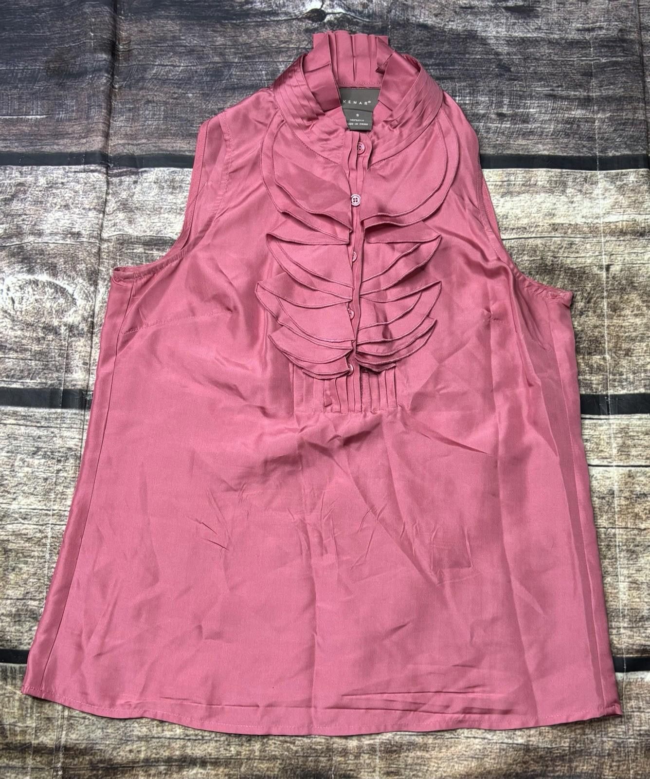 Kendrick Lamar Kenar Top Womens S Silk Ruffle Sleeveless Pink Oversized Size S / US 4 / IT 40 - 1 Thumbnail