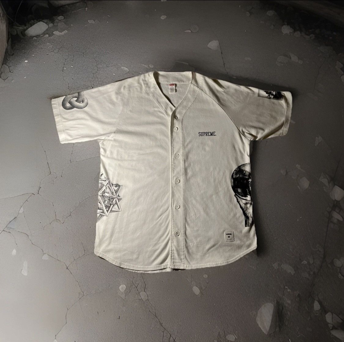 Supreme × Vintage SUPREME M.C. ESCHER COTTON BASEBALL JERSEY WHITE Size M Size US M / EU 48-50 / 2 - 1 Thumbnail
